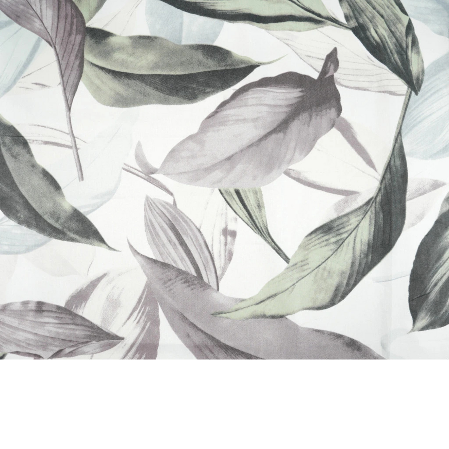 Tissu coton imprimé grandes feuilles violet / menthe