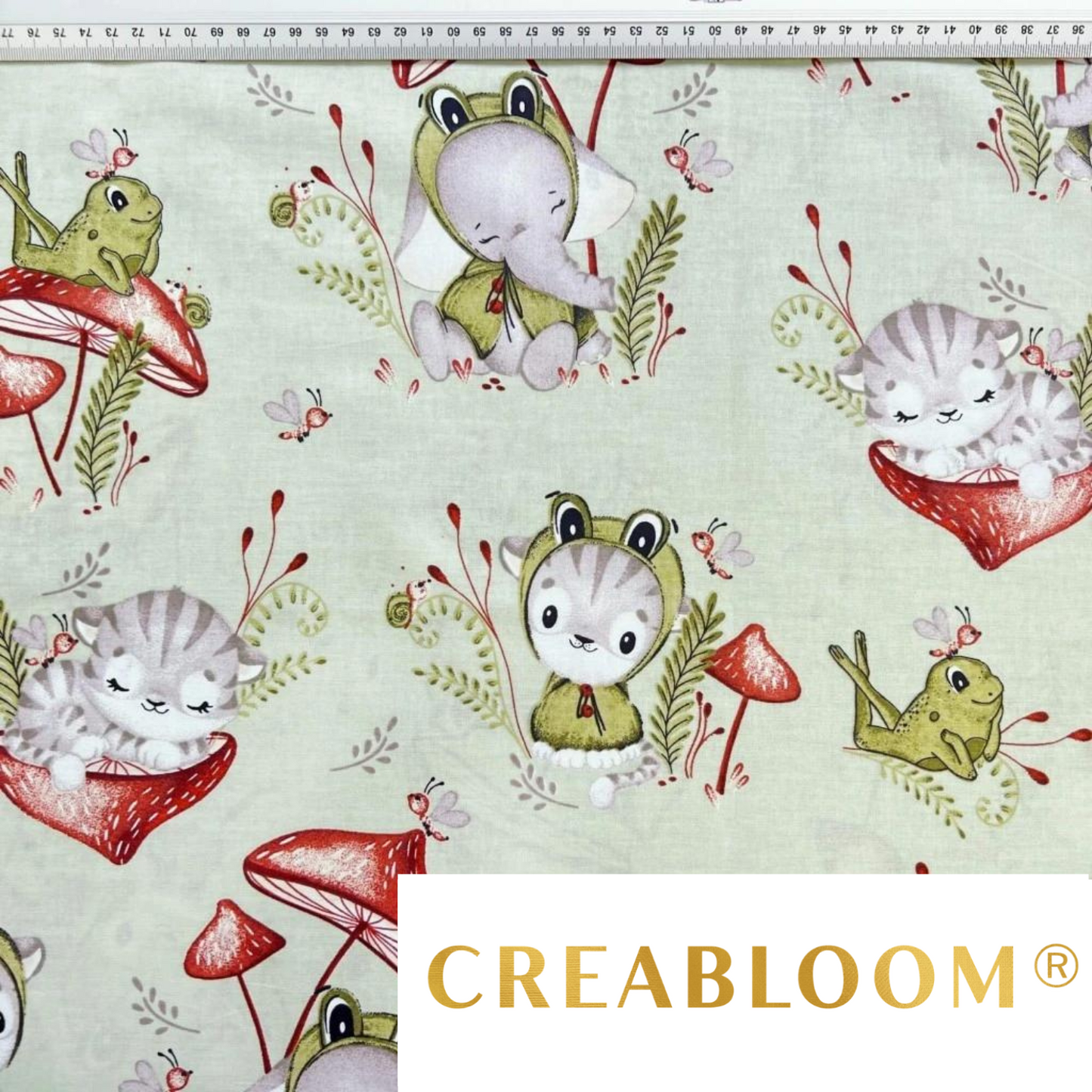 Tissu Coton Motif Animaux Et Champignons