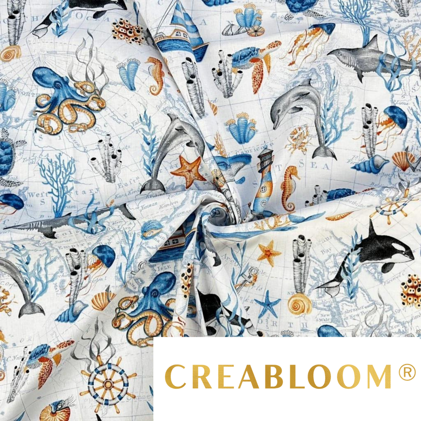 Tissu Coton Motif Marin