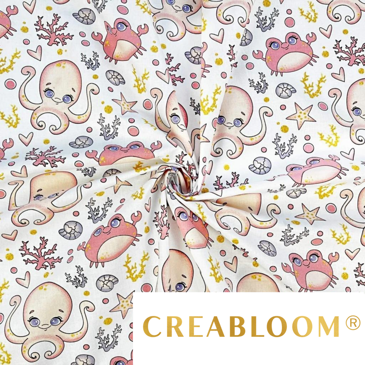Tissu Coton Motif Poulpes