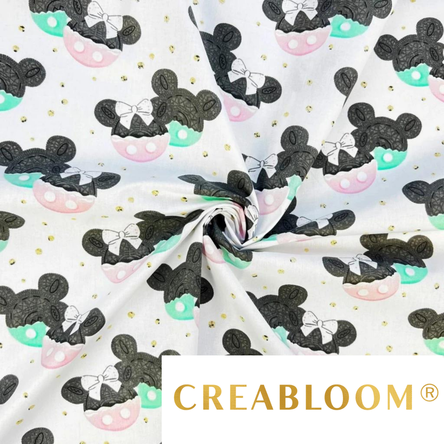 Tissu Coton Motif Biscuits Tête De Souris