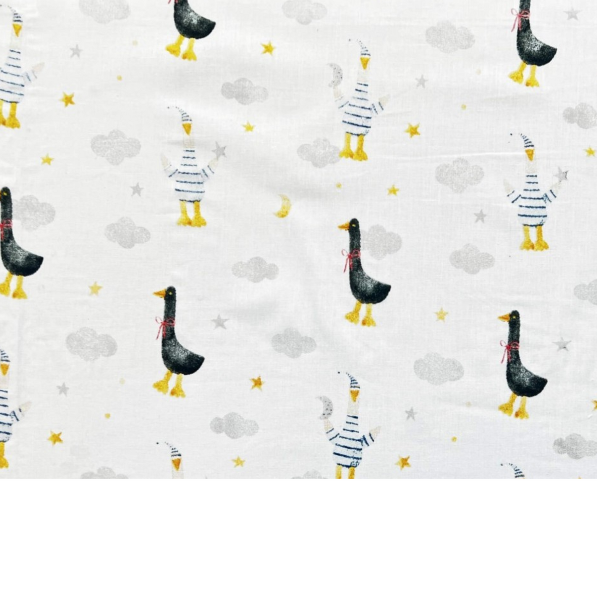 Coupon De Tissu Coton - Motif Oies - Dimensions 92 X 150 Cm - Vert - NEUF