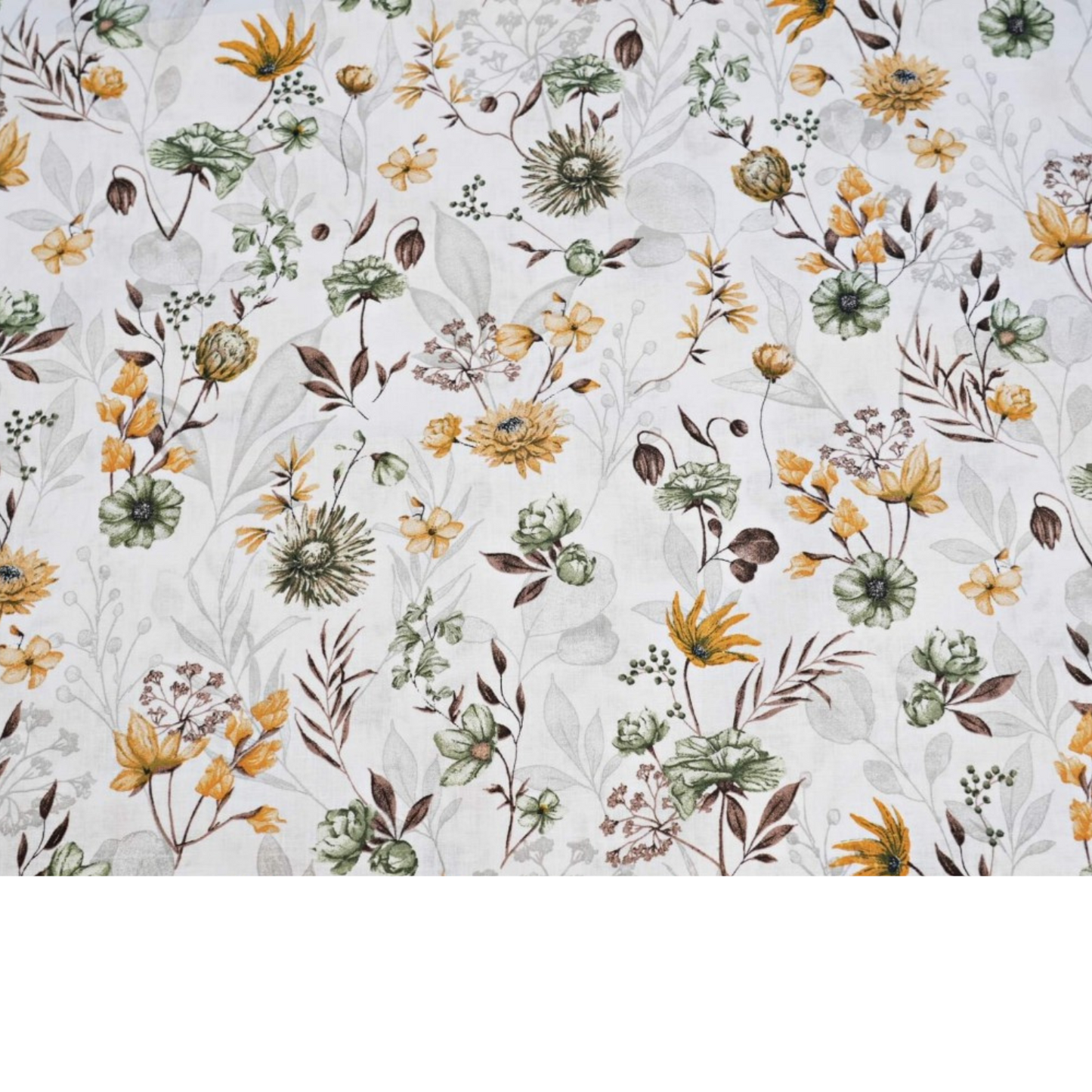 Tissu Coton Motif Fleurs Des Champs Jaune-Vert