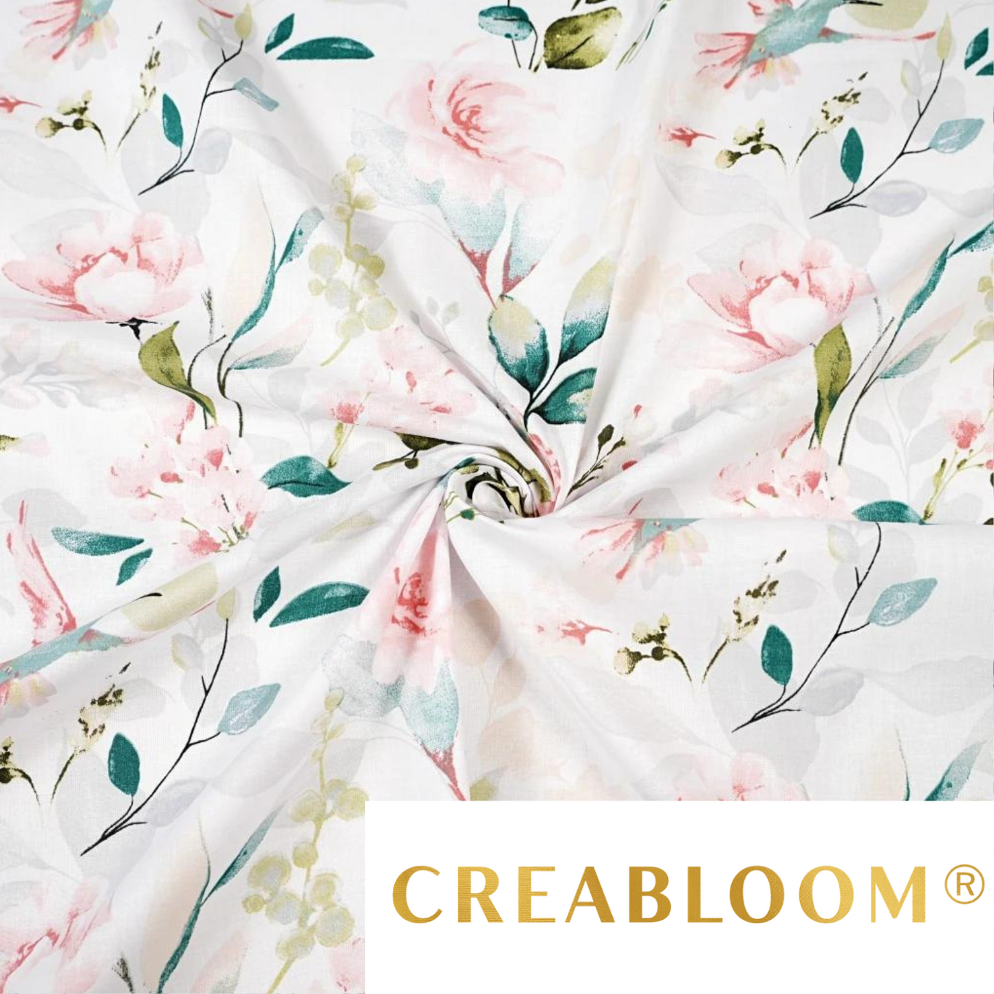 Tissu Coton Motif Oiseaux Et Fleurs