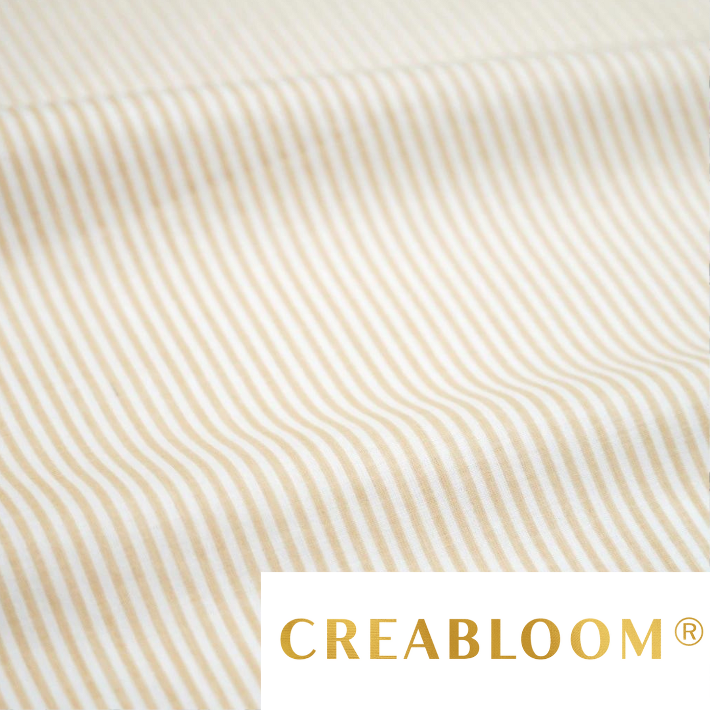 Tissu Coton Imprimé Rayures Blanc Et Beige