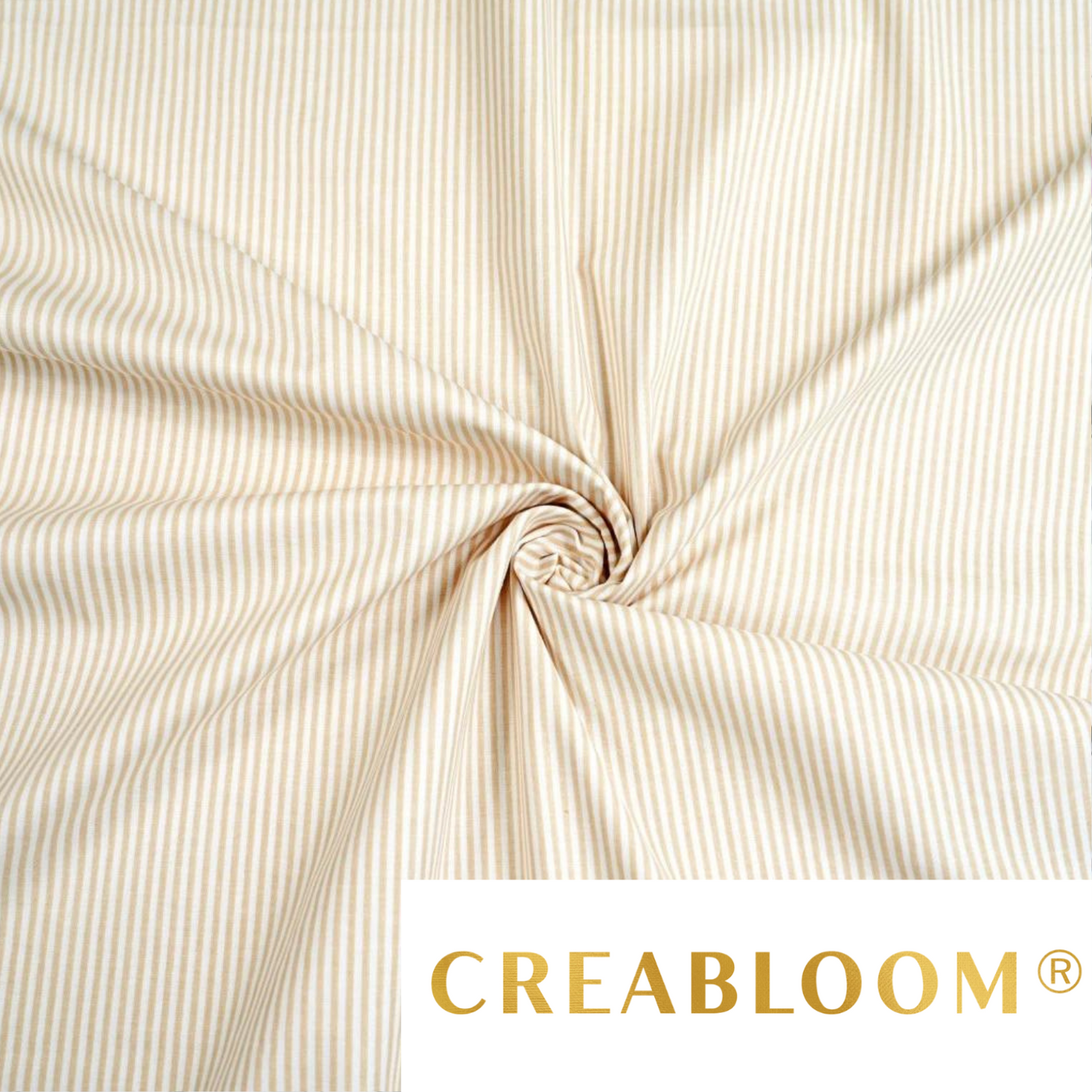 Tissu Coton Imprimé Rayures Blanc Et Beige