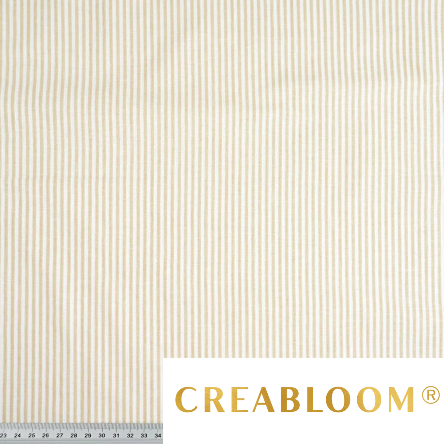 Tissu Coton Imprimé Rayures Blanc Et Beige