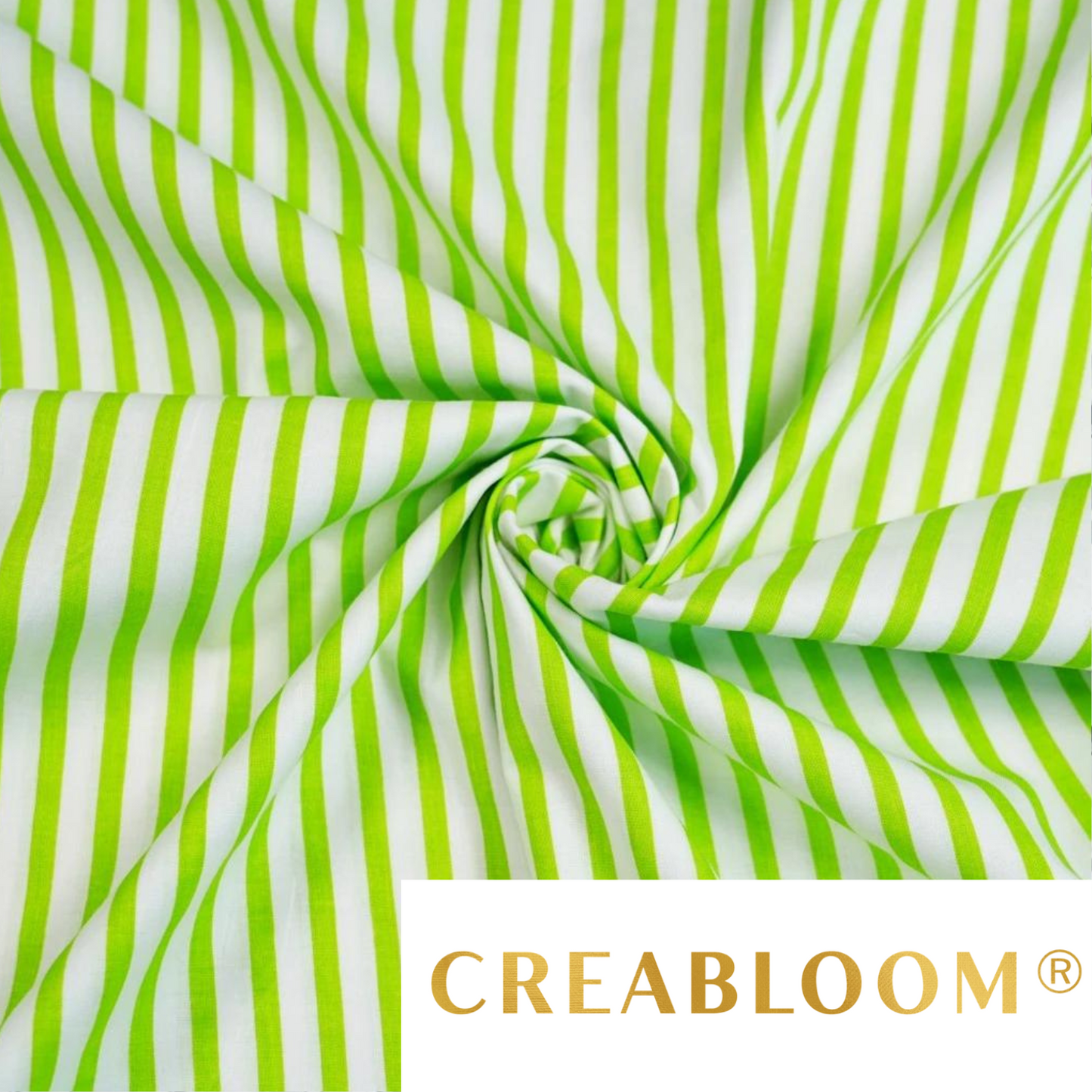 Tissu Coton Imprimé Rayures Blanc Et Vert