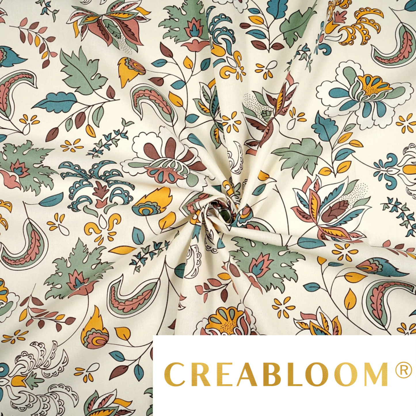 Coupon de Tissu coton Motif fleurs - 40cm x 50cm