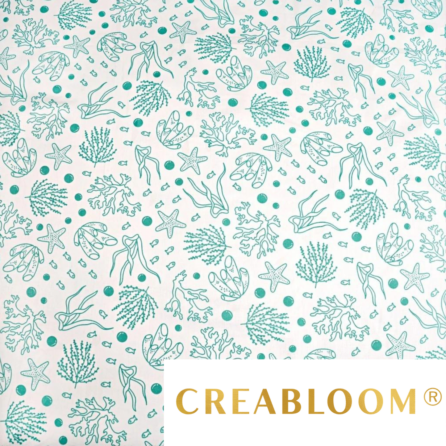 Tissu Coton Motif Sous L’océan - Turquoise