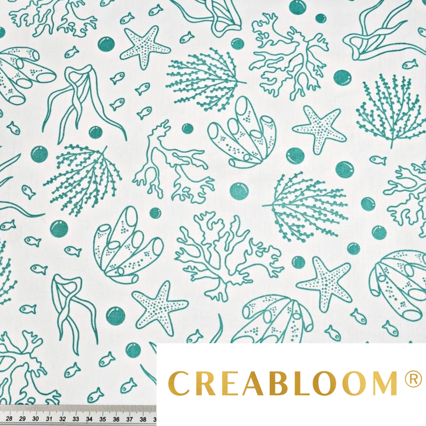Tissu Coton Motif Sous L’océan - Turquoise
