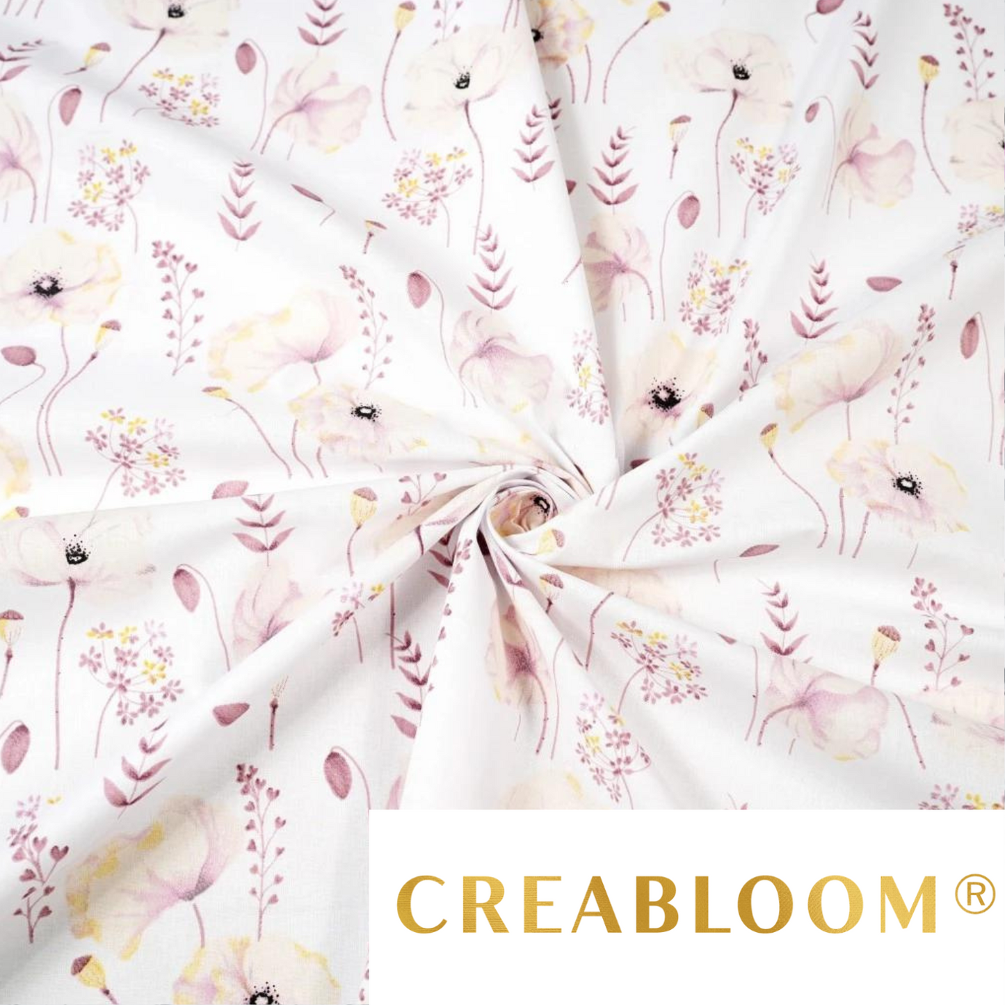 Tissu Coton Motif Fleurs Écru/Pastel