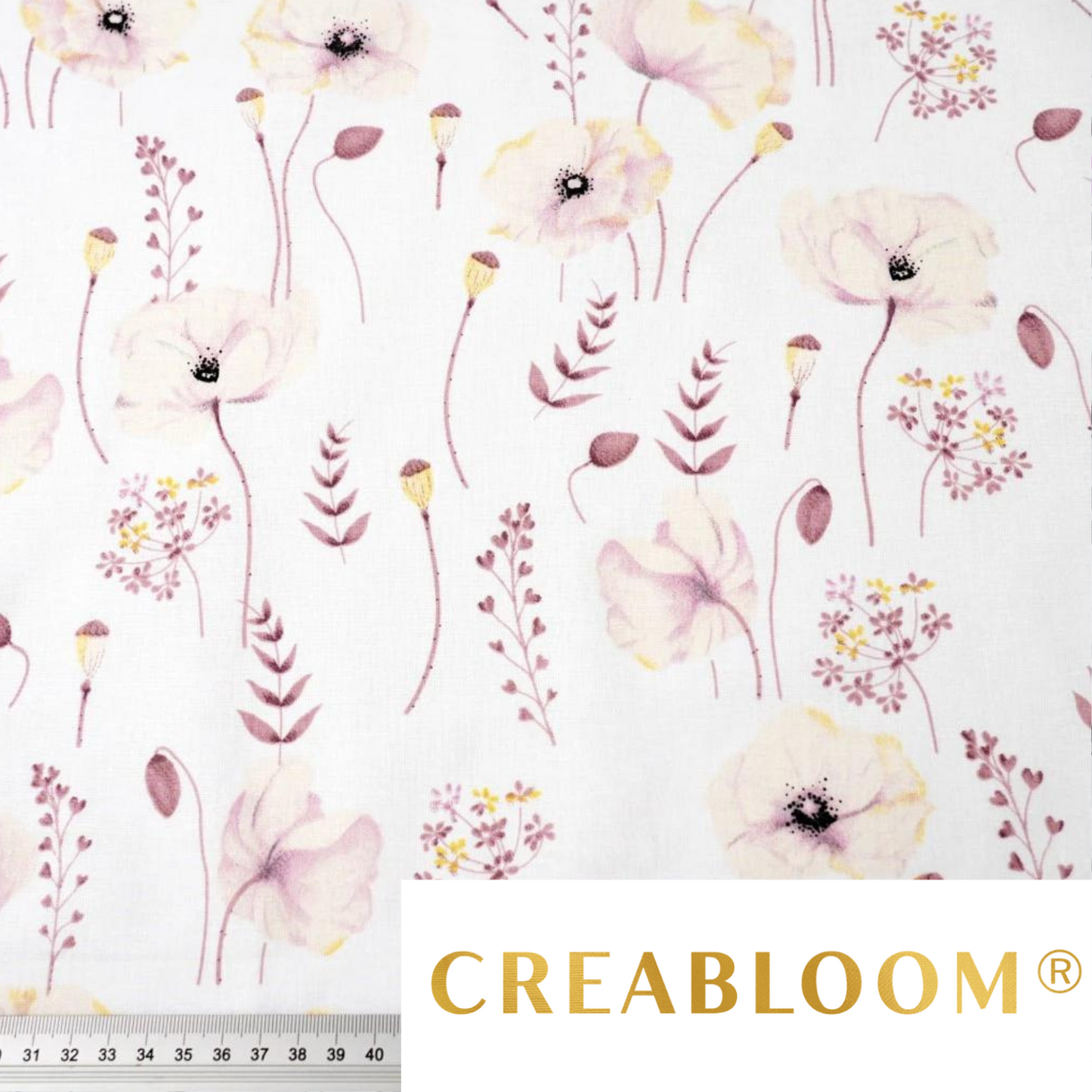 Tissu Coton Motif Fleurs Écru/Pastel