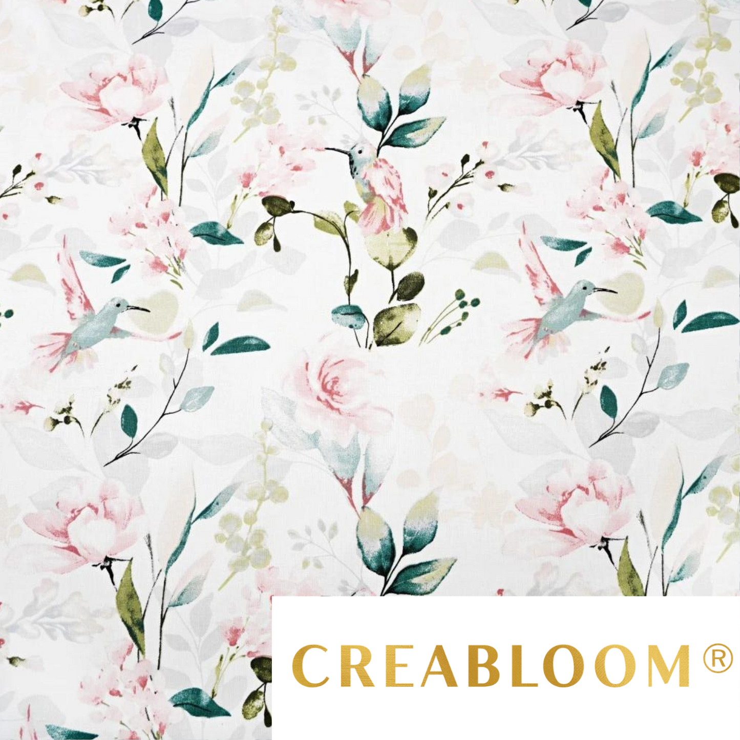 Tissu Coton Motif Oiseaux Et Fleurs