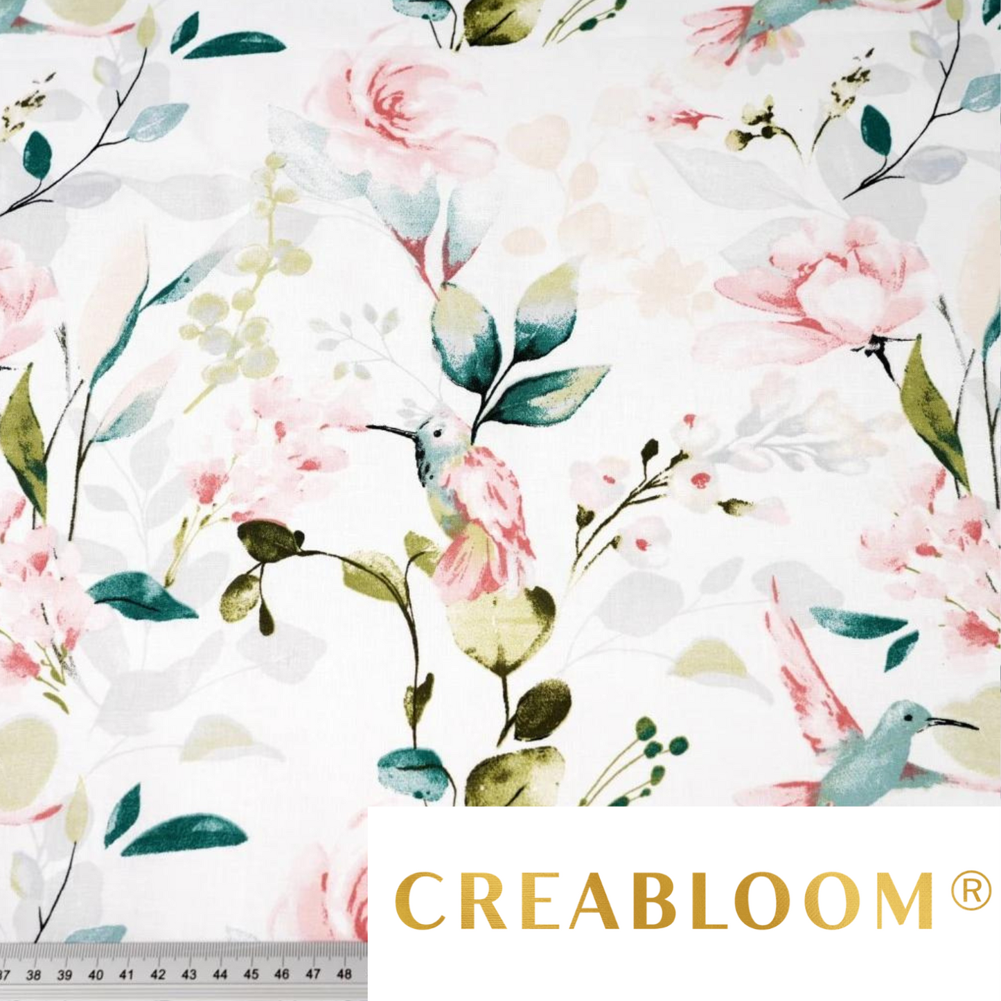 Tissu Coton Motif Oiseaux Et Fleurs