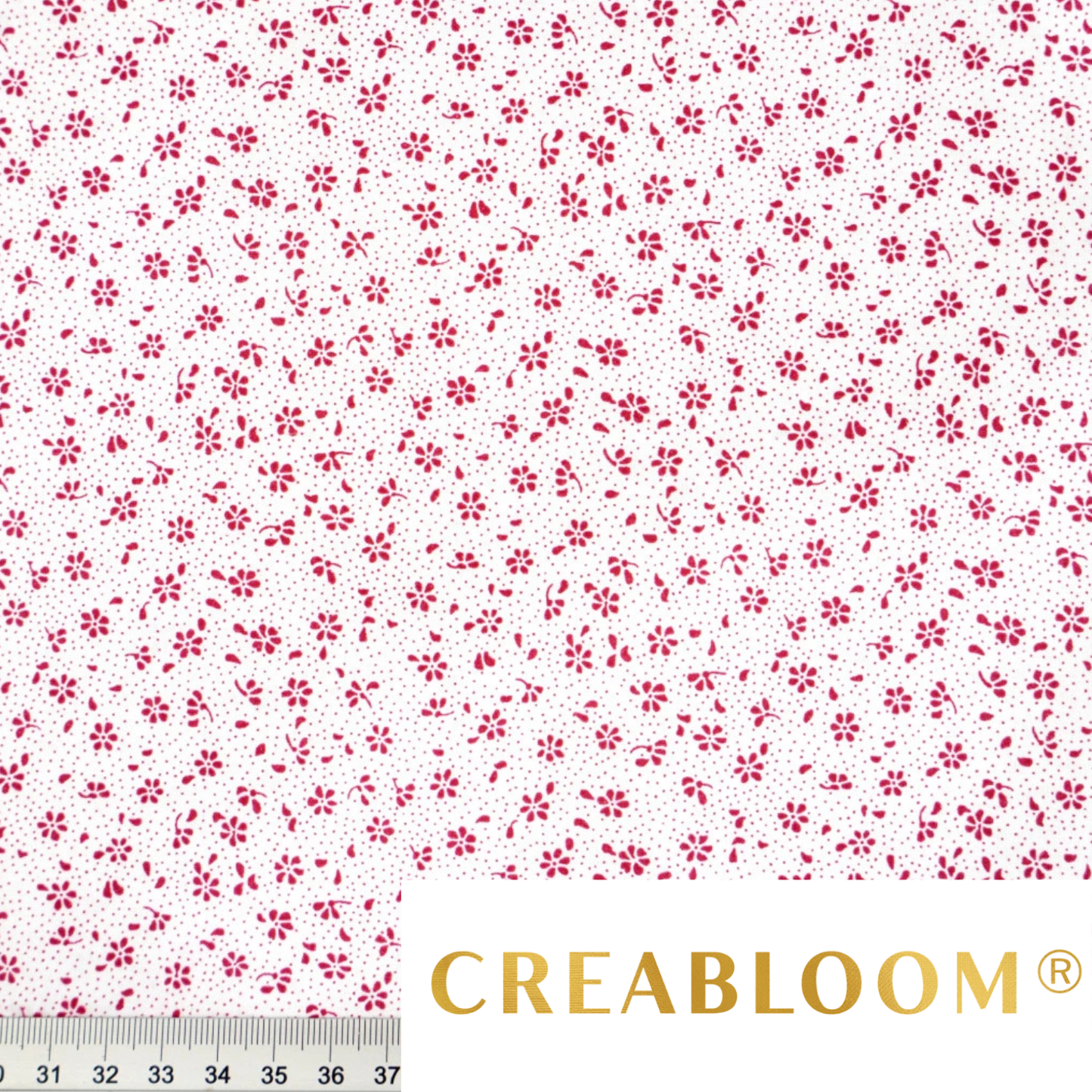 Tela de algodón con estampado floral burdeos