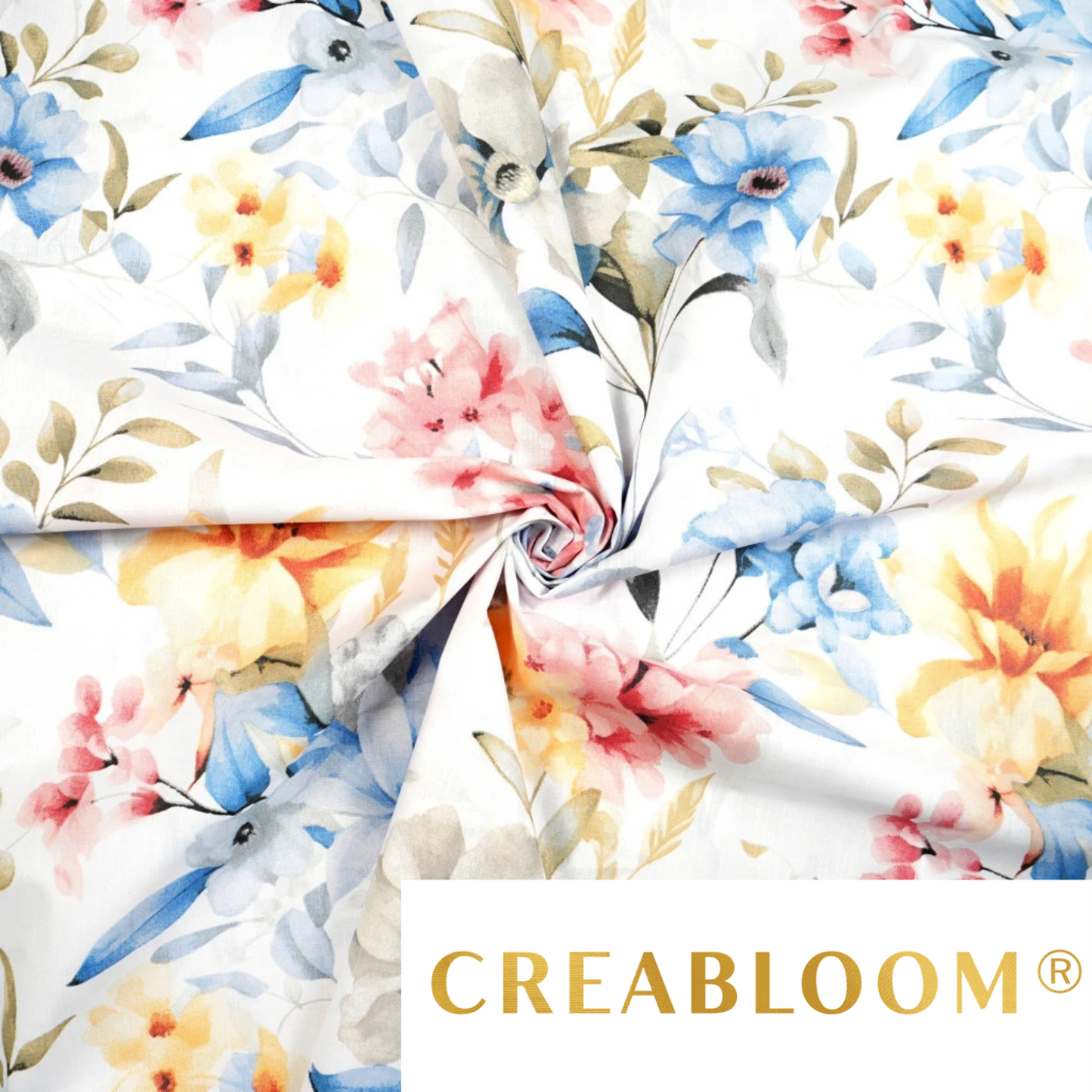 Coupon de Tissu coton Motif fleurs - 40cm x 50cm