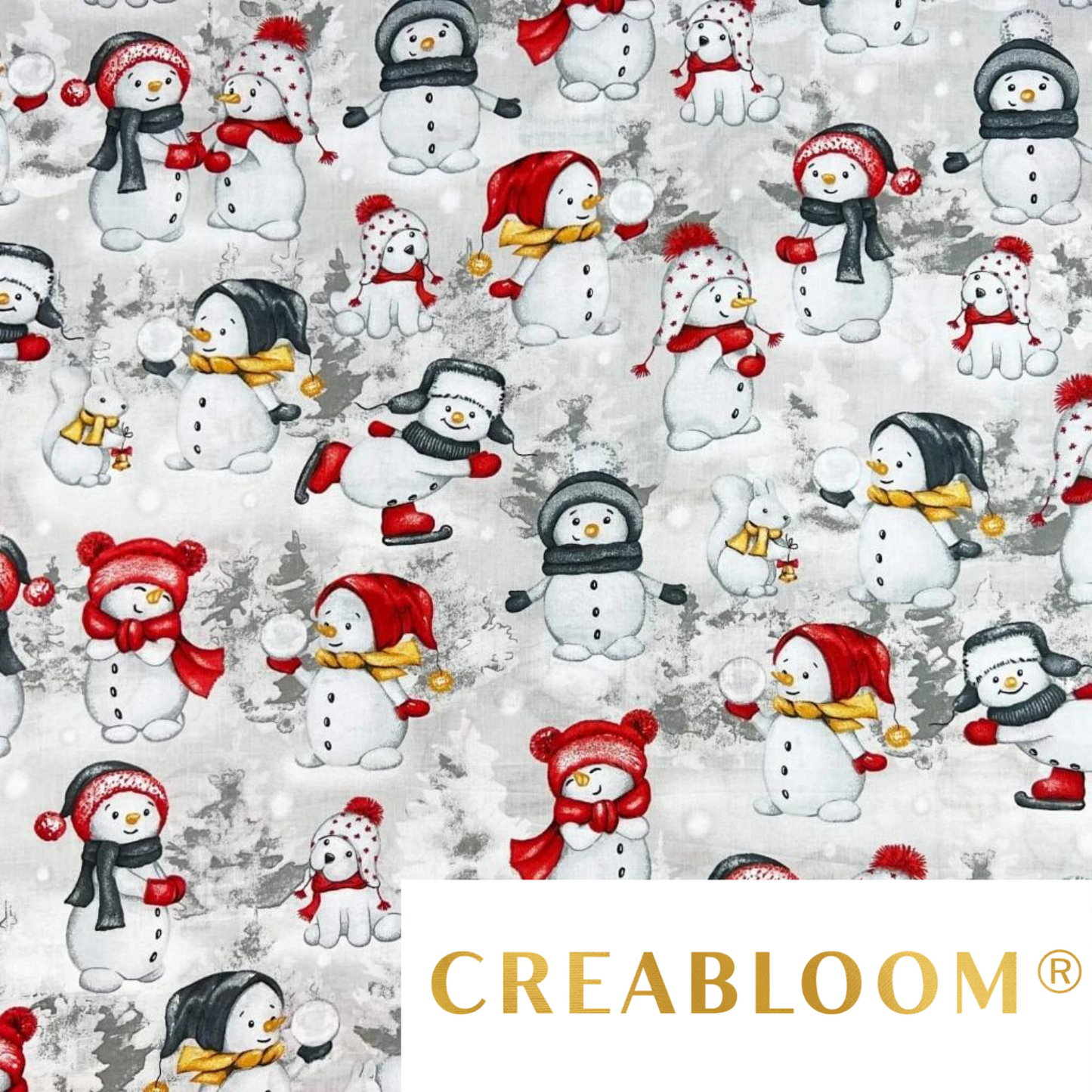 Tissu Coton Motif Bonhomme De Neige - Noël