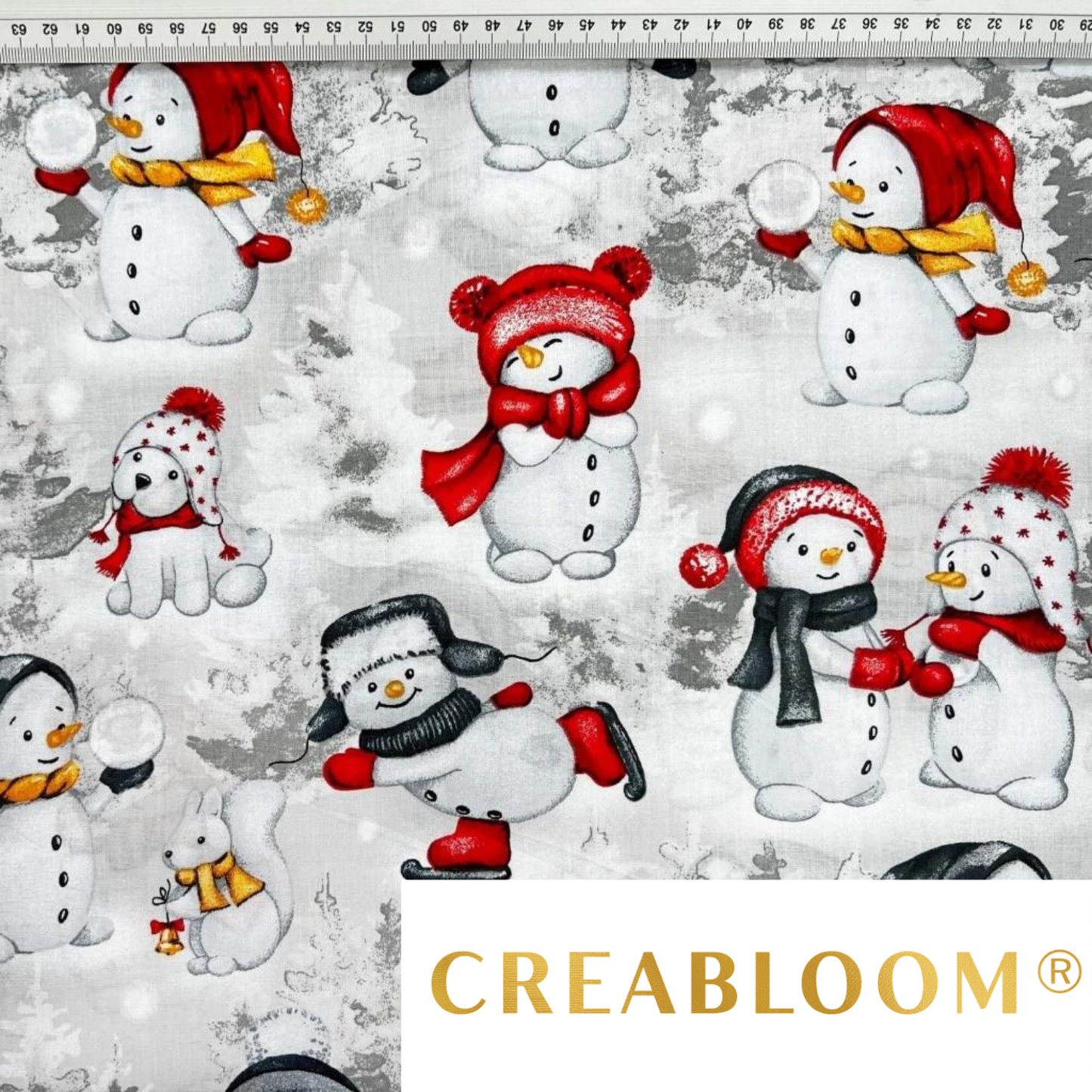 Tissu Coton Motif Bonhomme De Neige - Noël