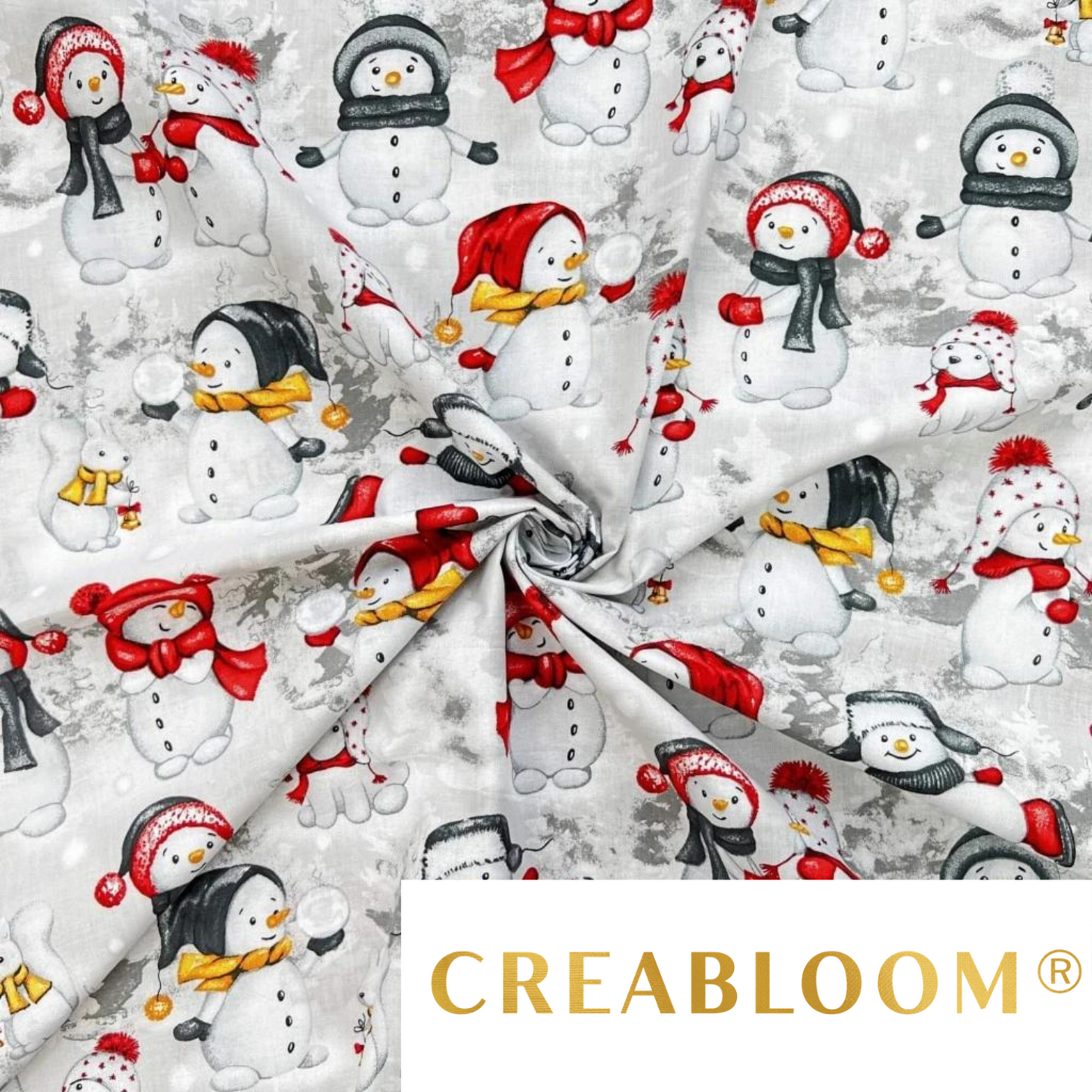 Tissu Coton Motif Bonhomme De Neige - Noël