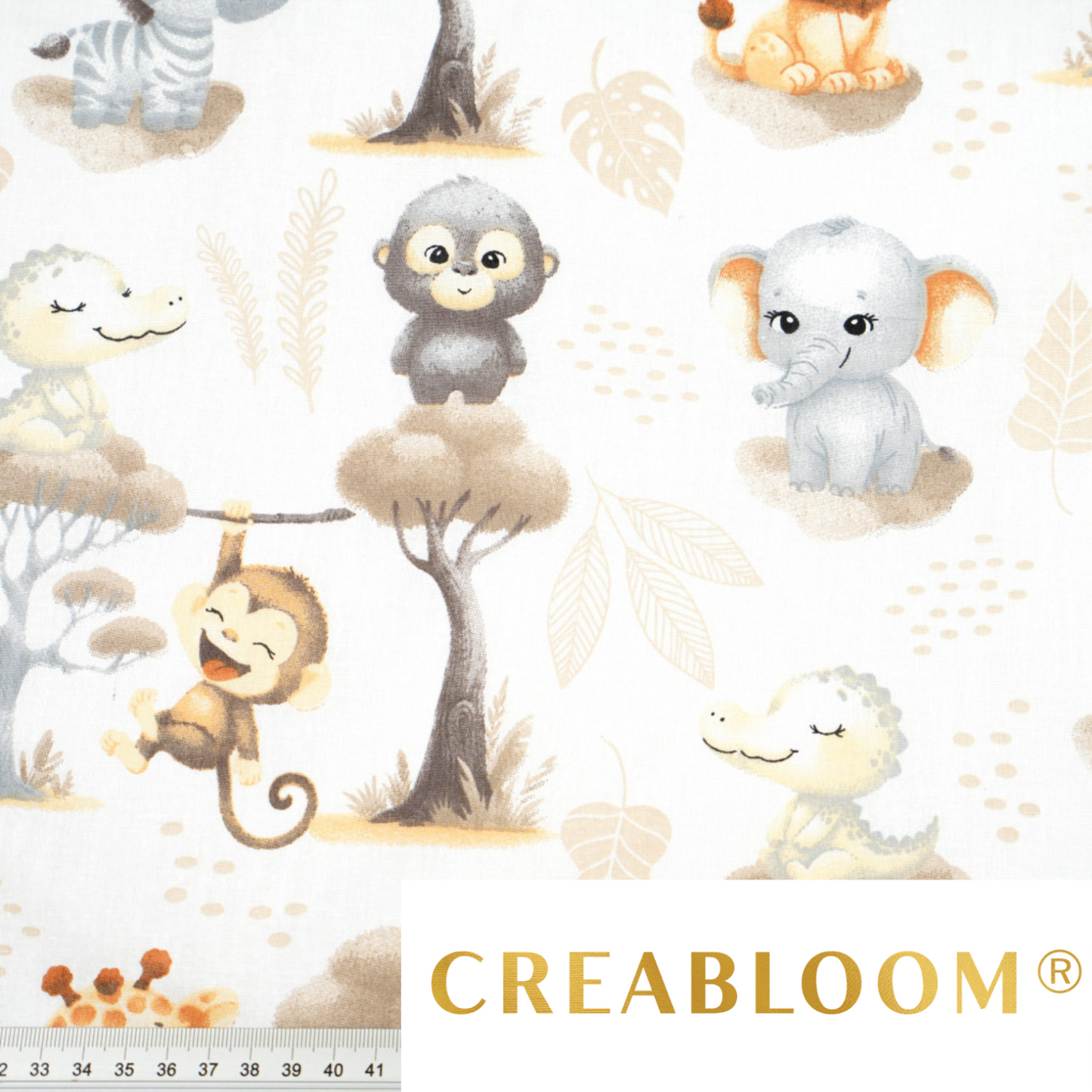 Tissu Coton Motif Animaux D’afrique Fond Blanc