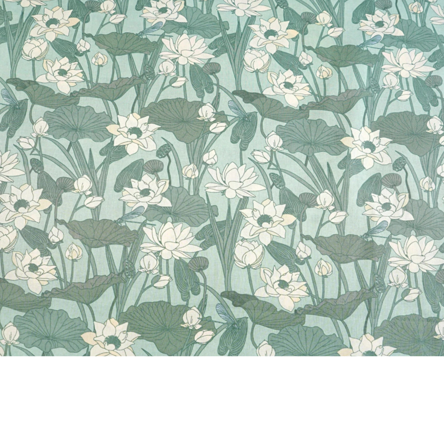 Coupon de Tissu coton Motif fleurs sauge - 40cm x 50cm