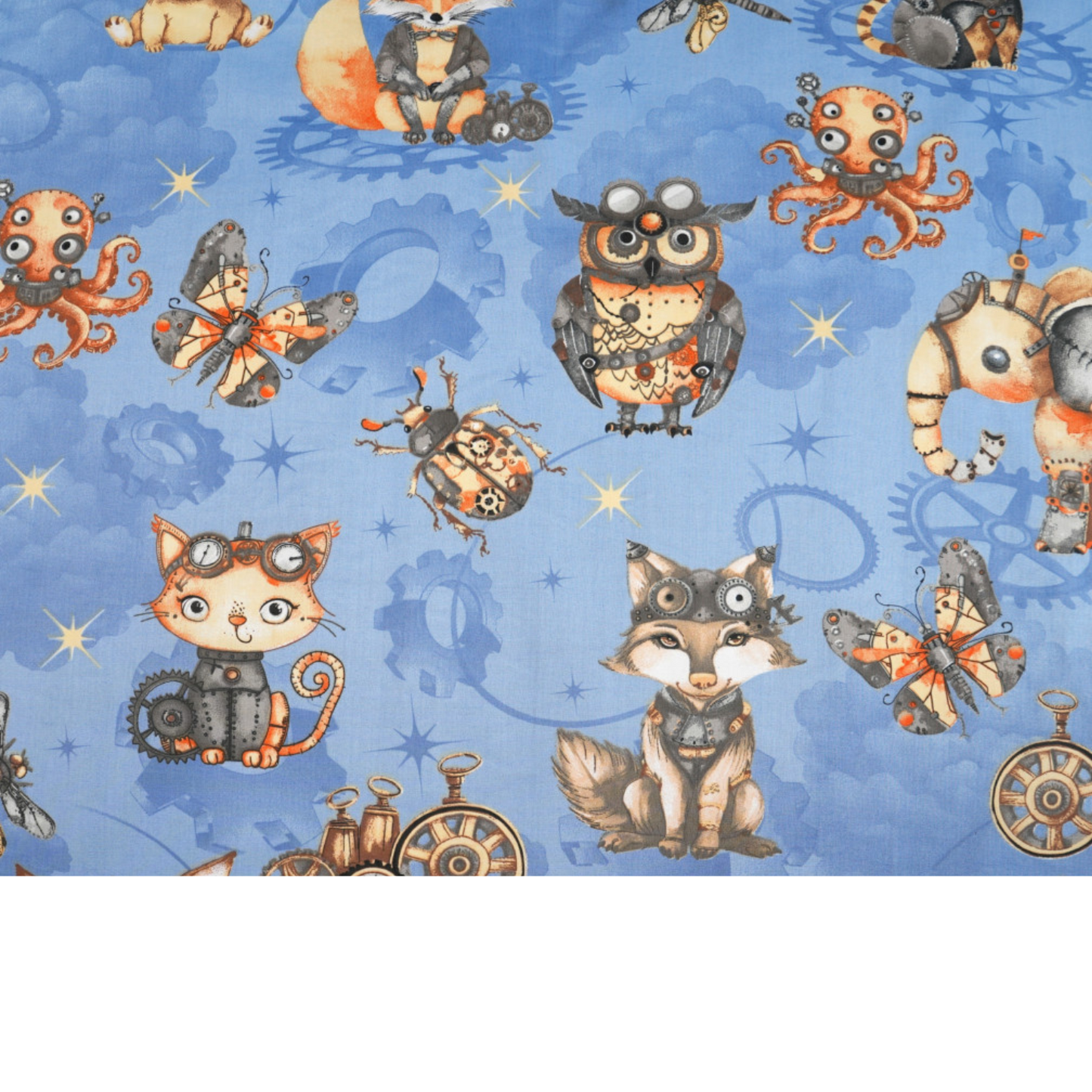 Tissu coton Motif animaux mécaniques
