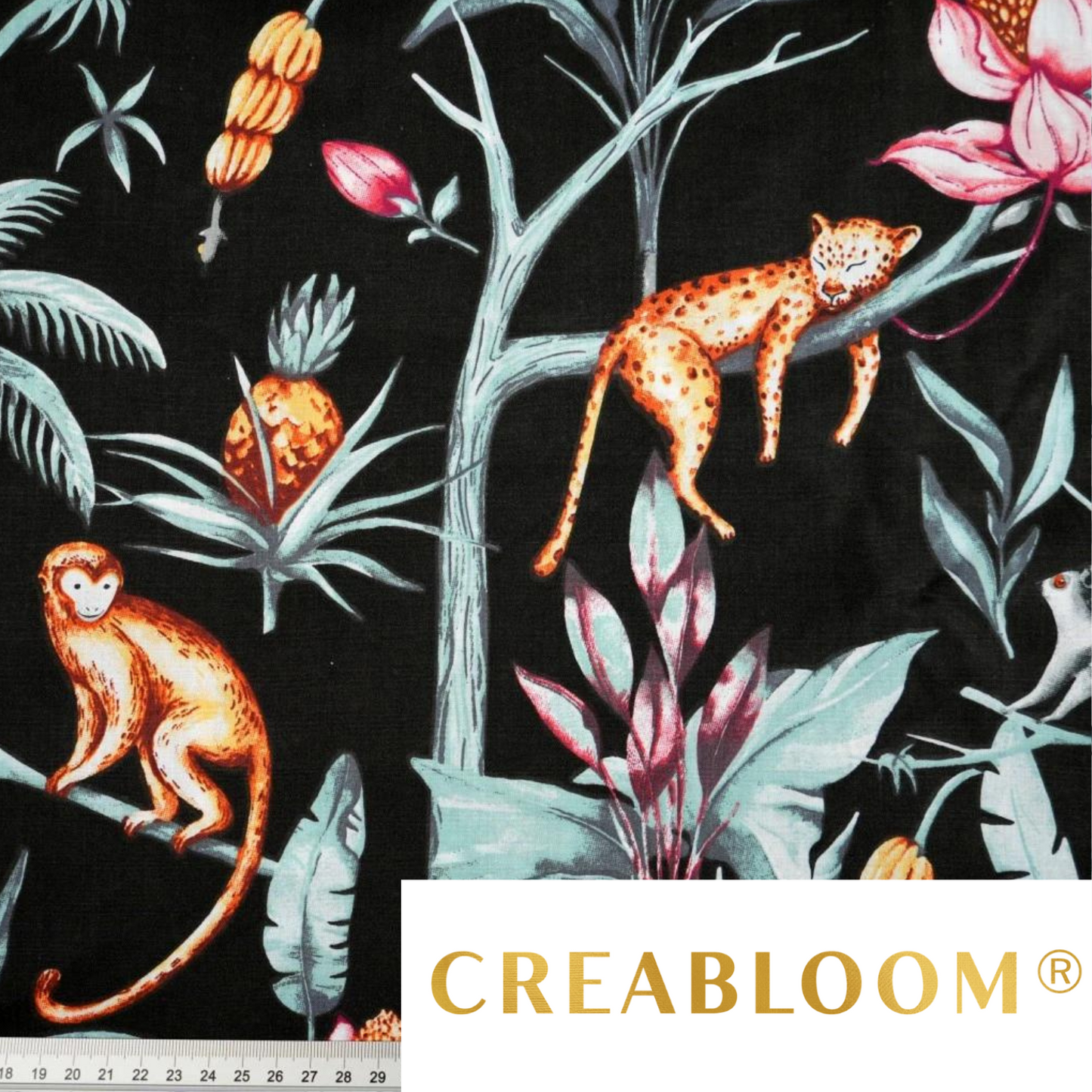 Tissu Coton Motif Animaux Dans La Jungle