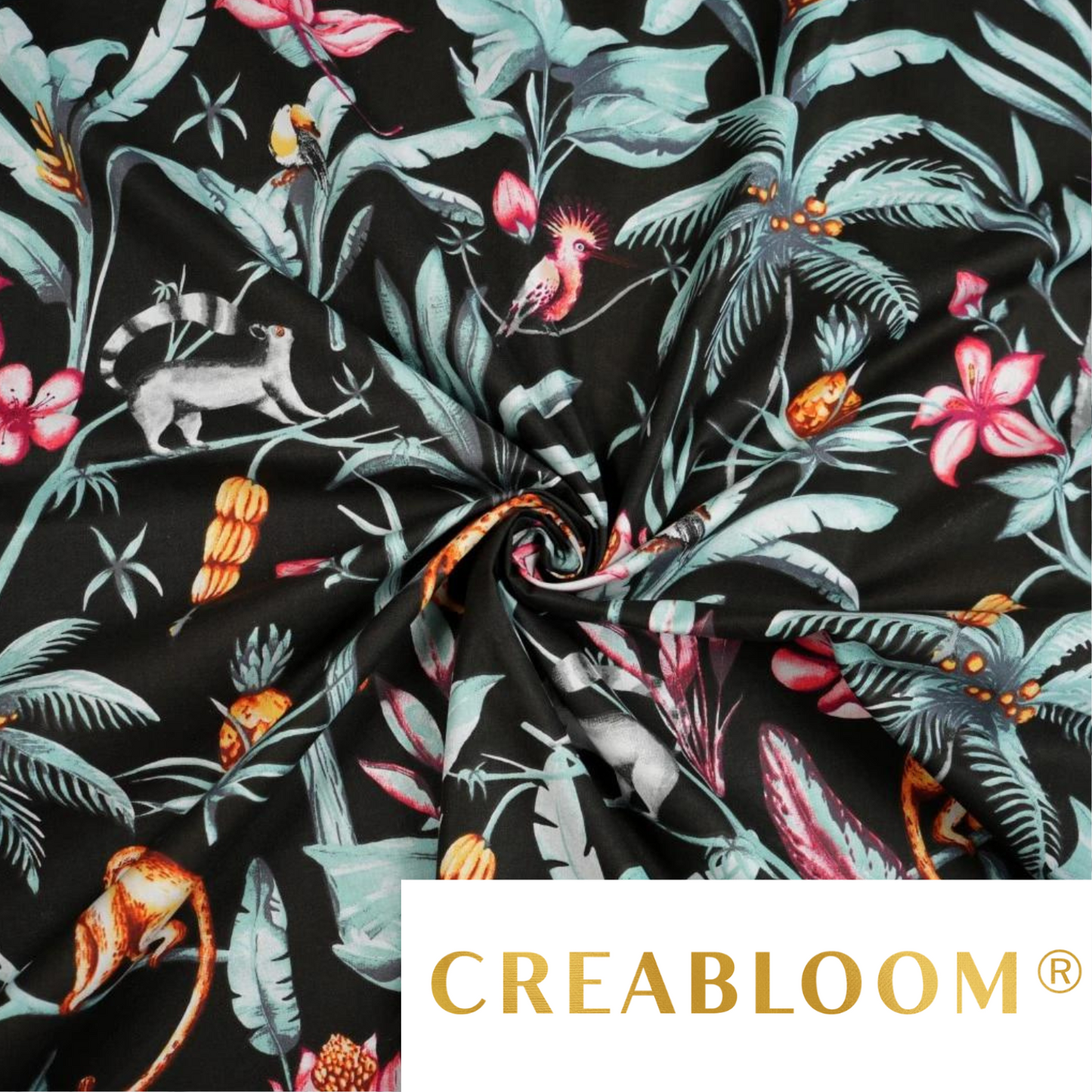 Tissu Coton Motif Animaux Dans La Jungle