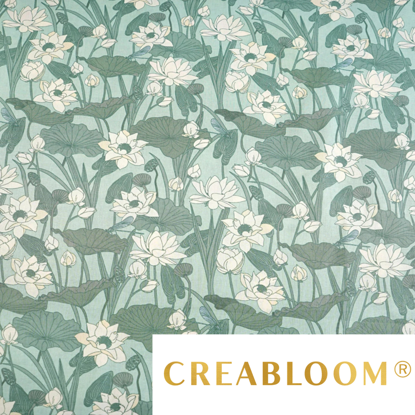 Coupon de Tissu coton Motif fleurs sauge - 40cm x 50cm