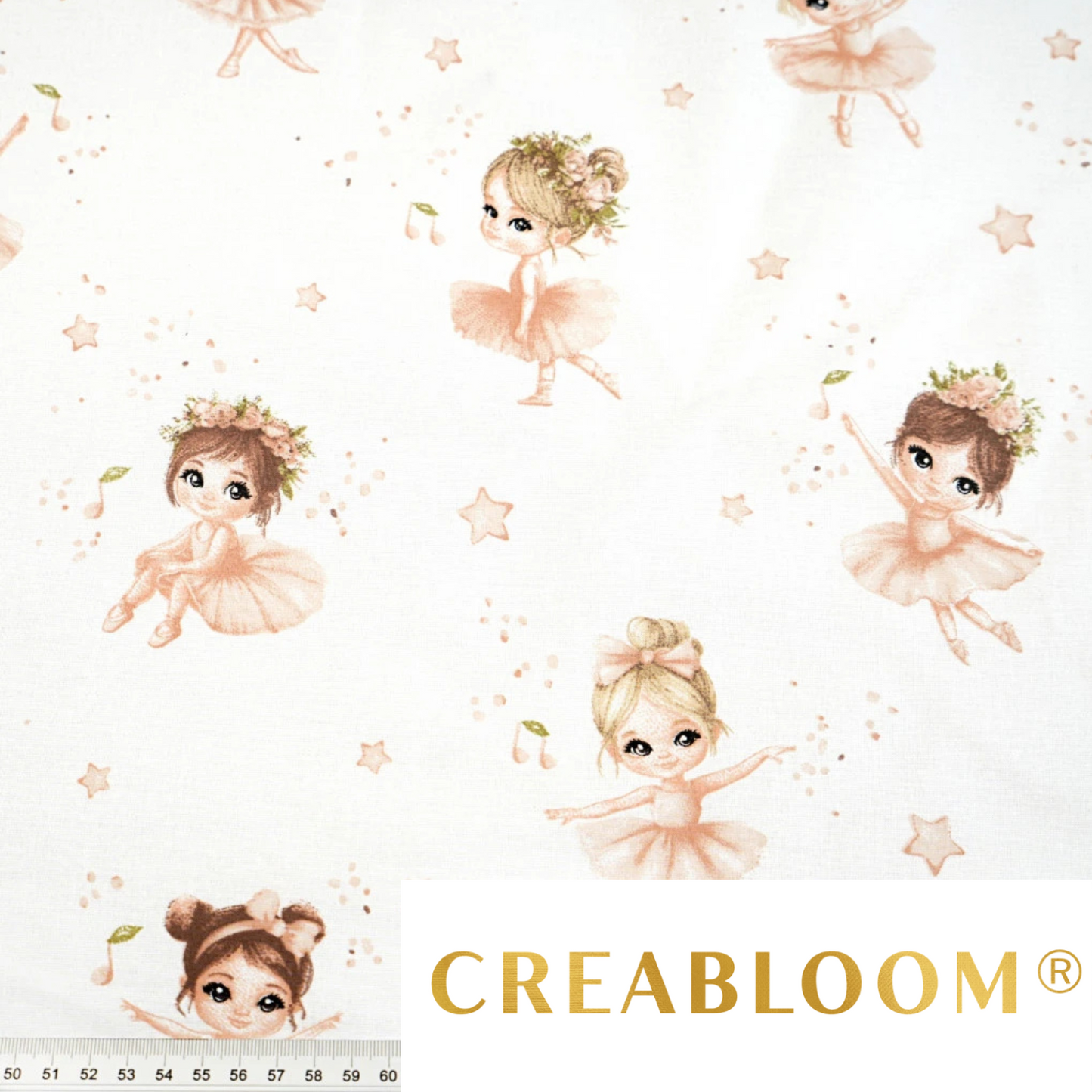 Coupon de Tissu coton Motif danseuses étoile - 40cm x 50cm