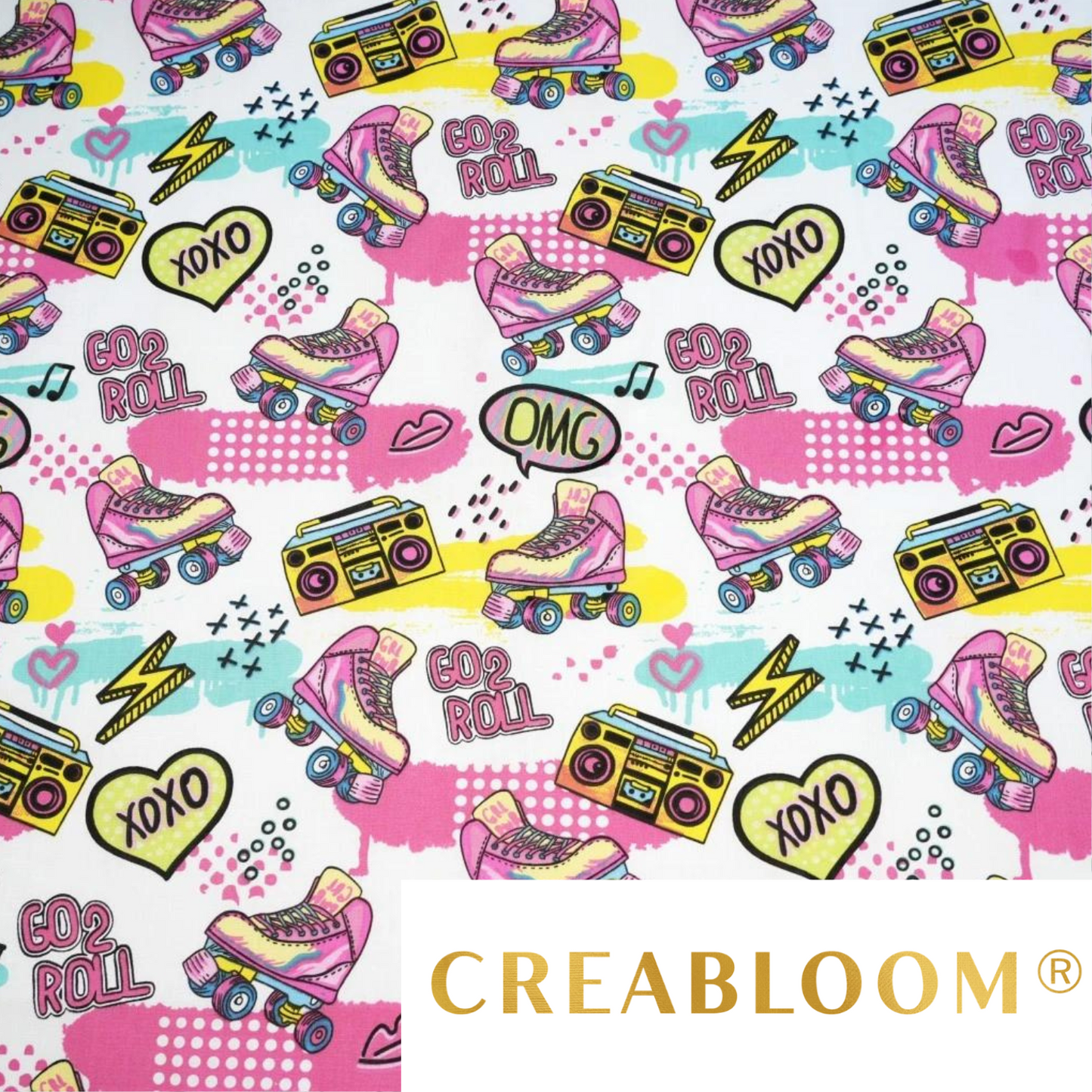 Tissu Coton Motif Patins A Roulettes