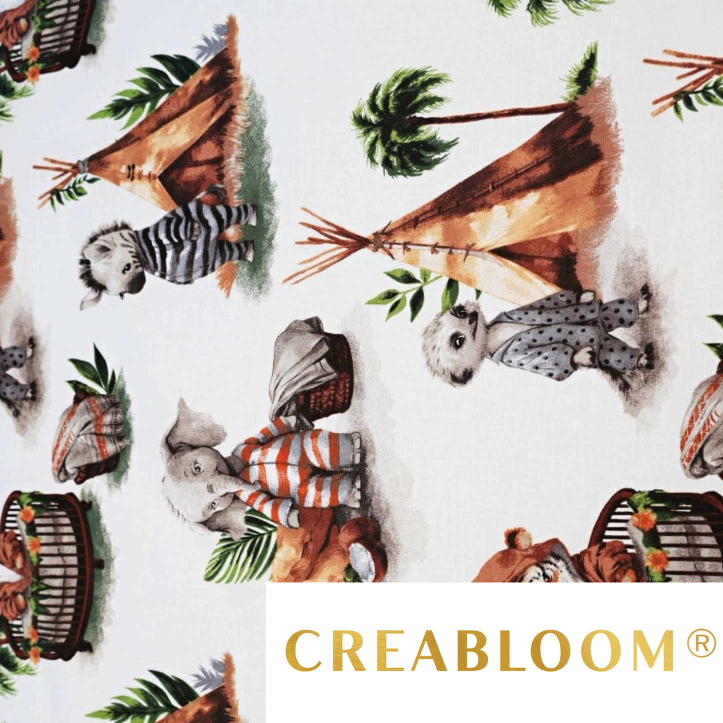 Tissu Coton Motif Animaux Indiens En Pyjama