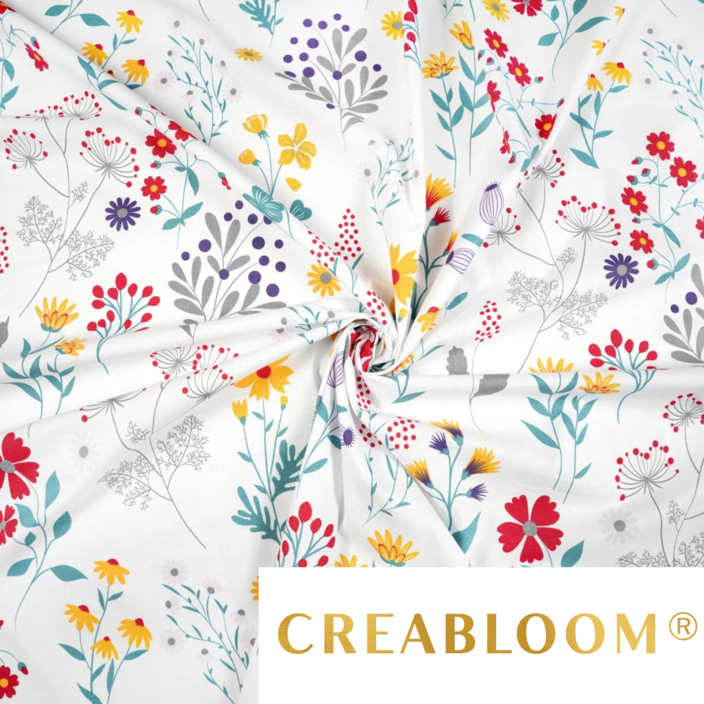 Coupon de Tissu coton Motif fleurs - 40cm x 50cm