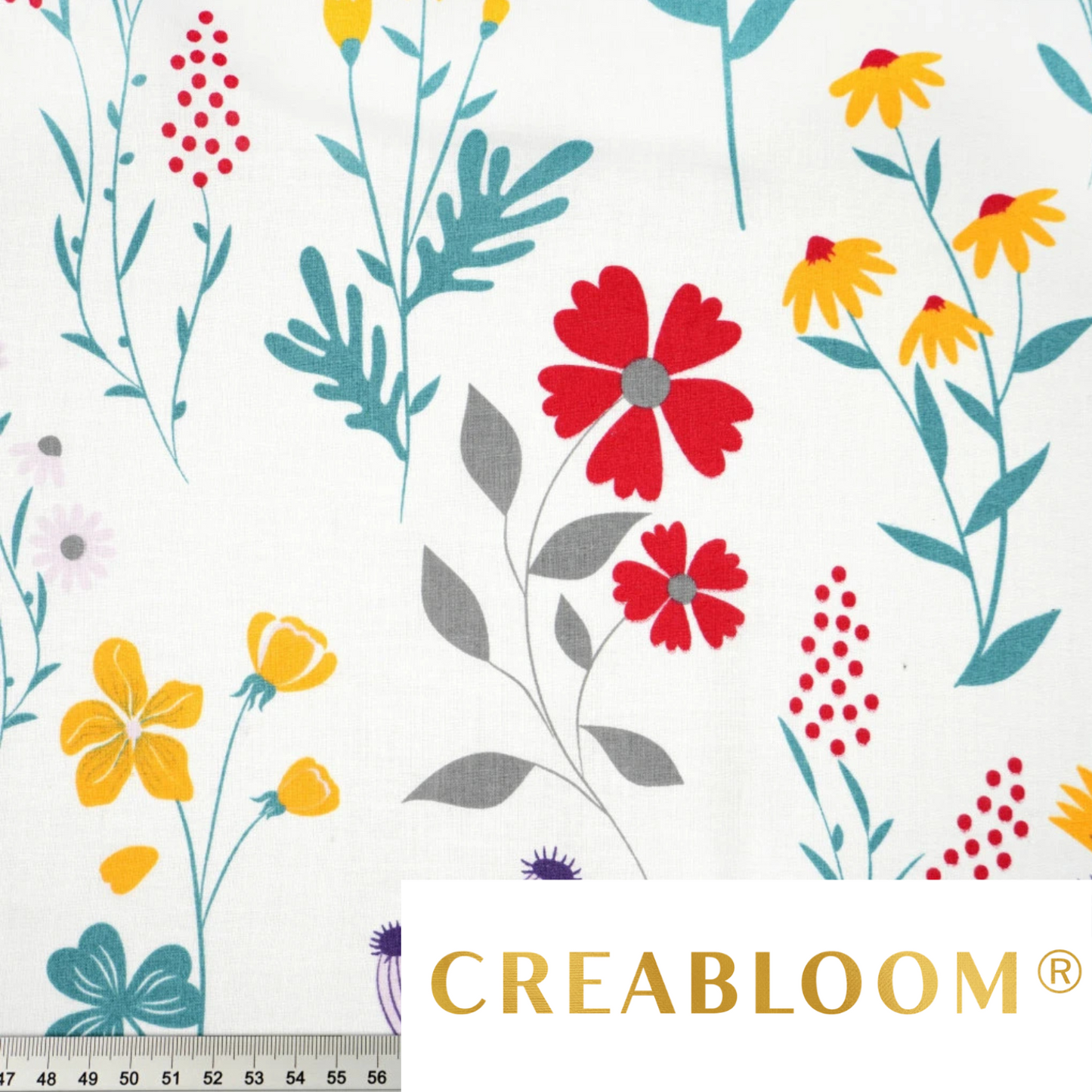 Coupon de Tissu coton Motif fleurs - 40cm x 50cm