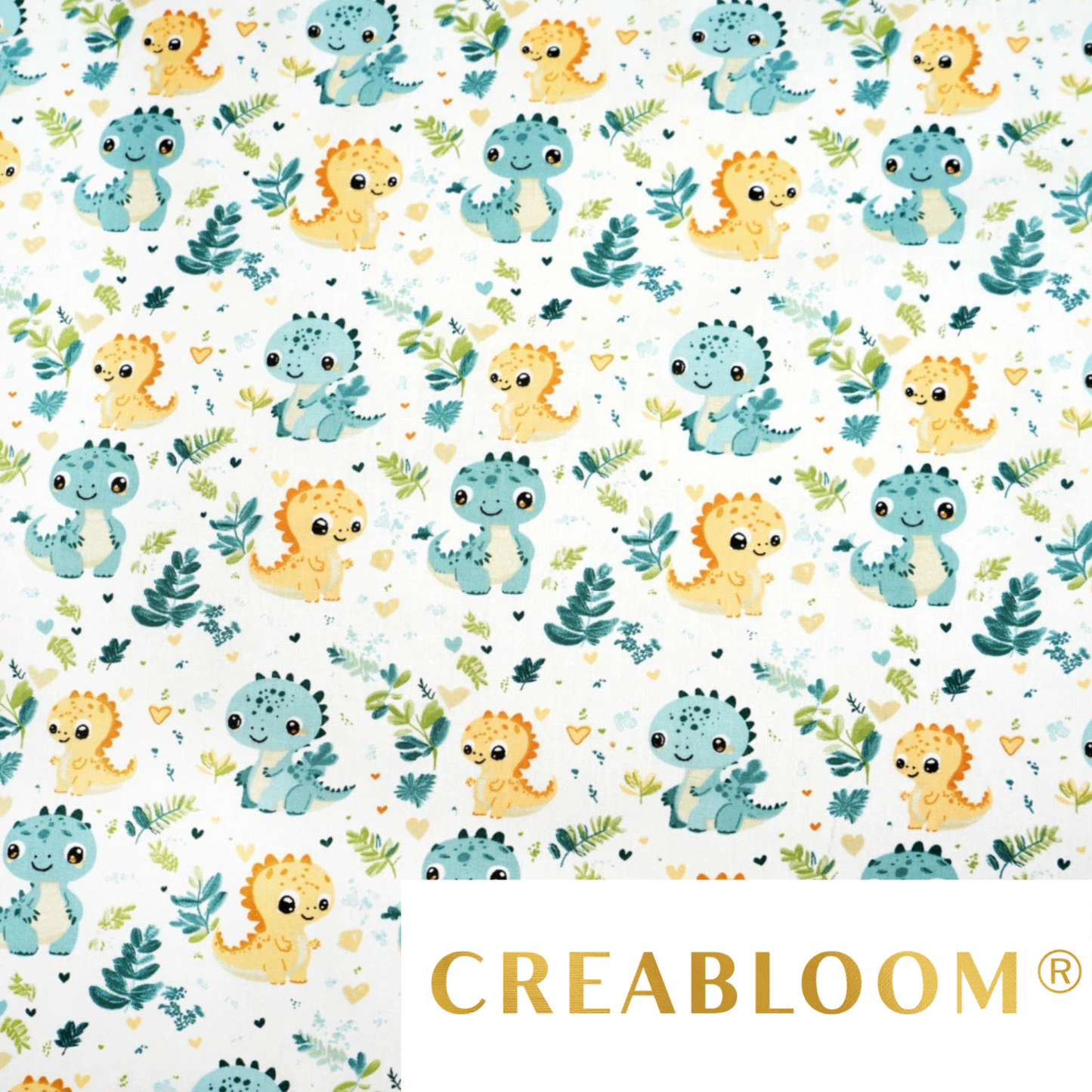 Coupon de Tissu coton Motif dinosaures - 40cm x 50cm