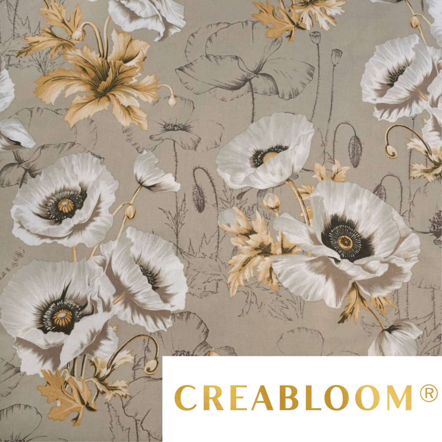 Tissu Coton Grands Motifs Coquelicots Fond Beige