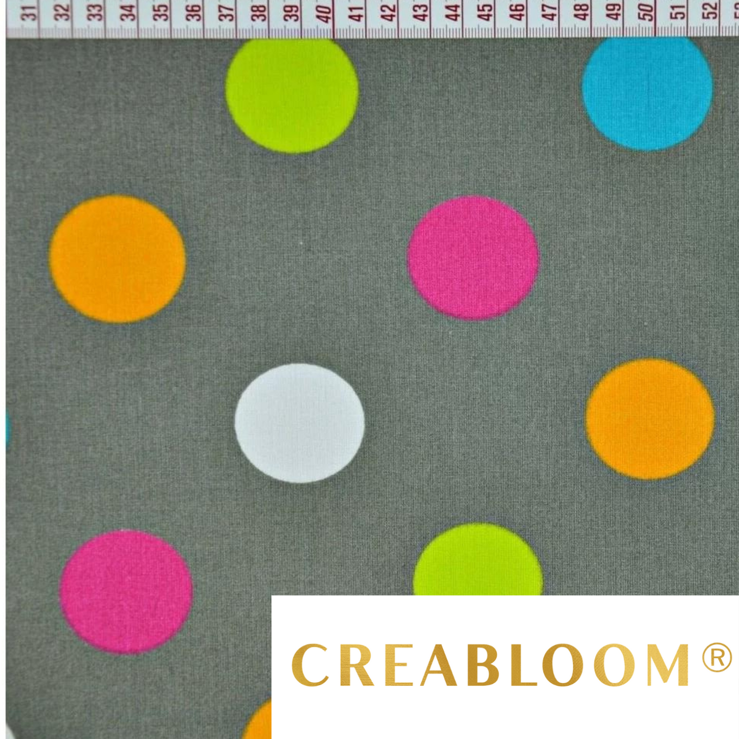 Tissu Coton Motif À Pois Colorés Fond Gris
