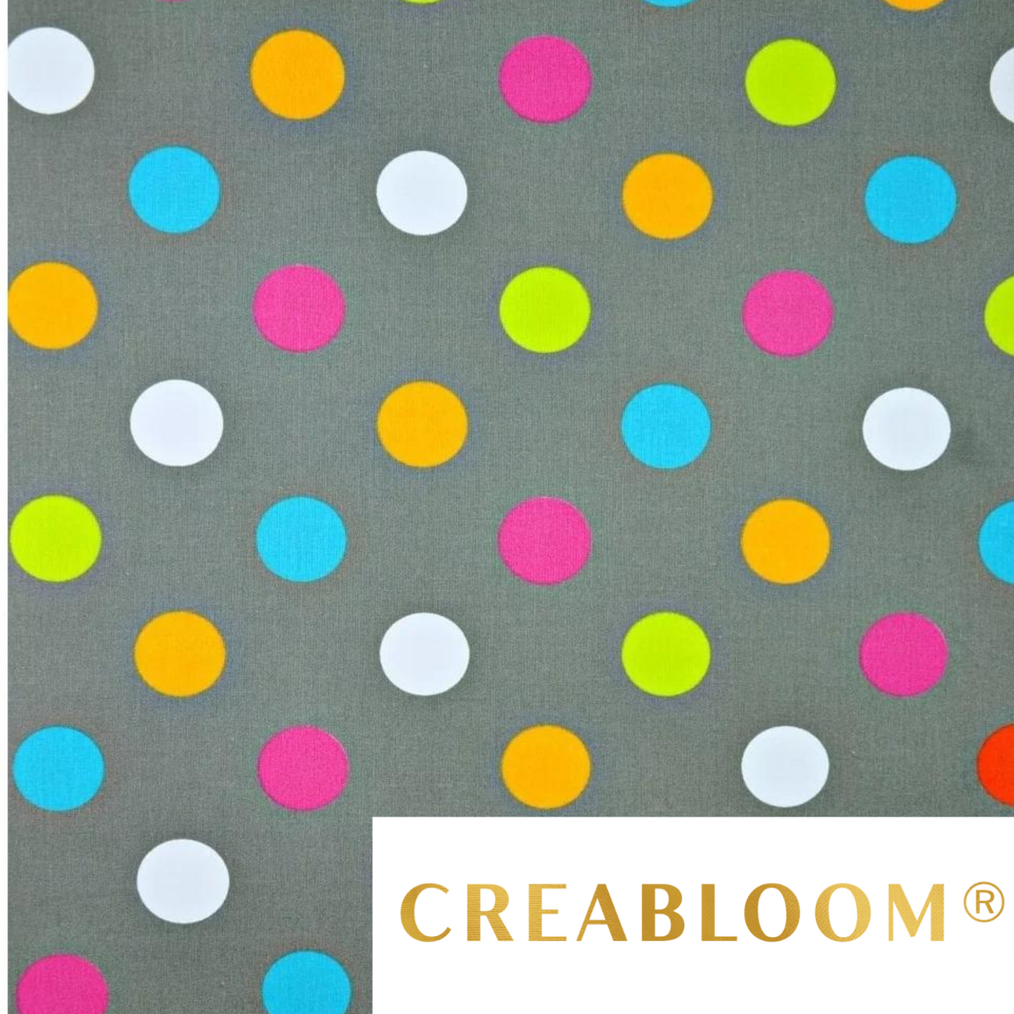 Tissu Coton Motif À Pois Colorés Fond Gris