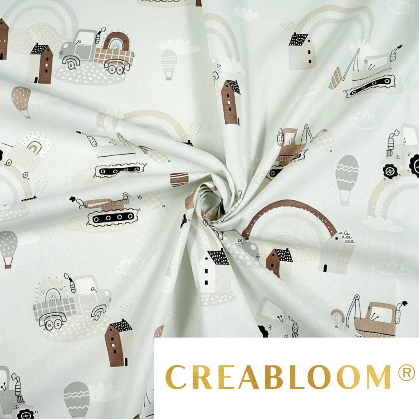 Tissu coton Motif véhicules chantier