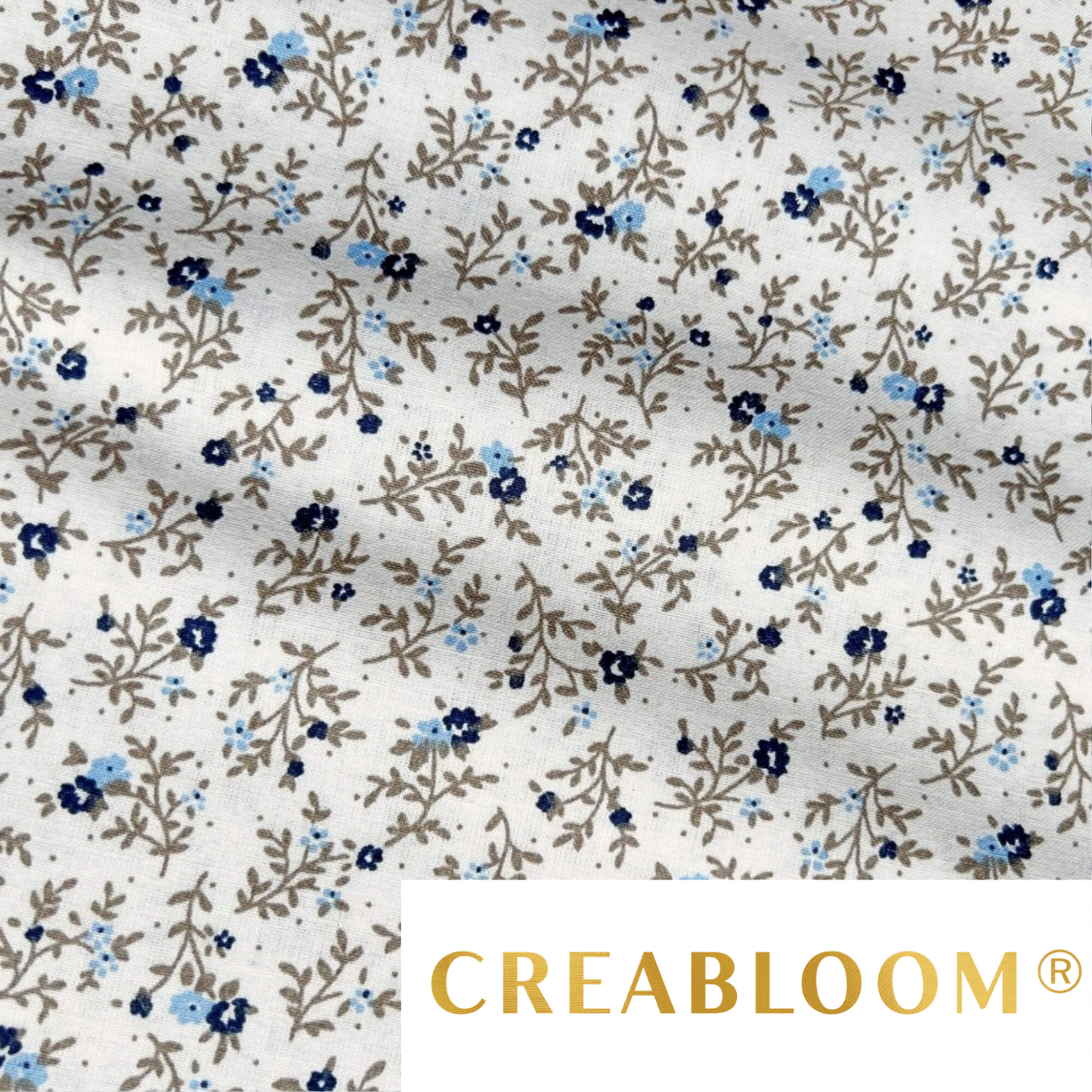 Tissu Coton Imprimé Fleurs Bleu Marine