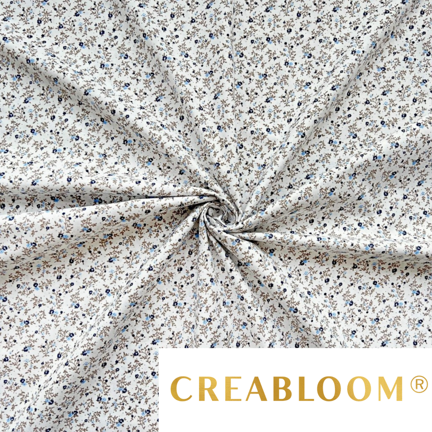 Tissu Coton Imprimé Fleurs Bleu Marine