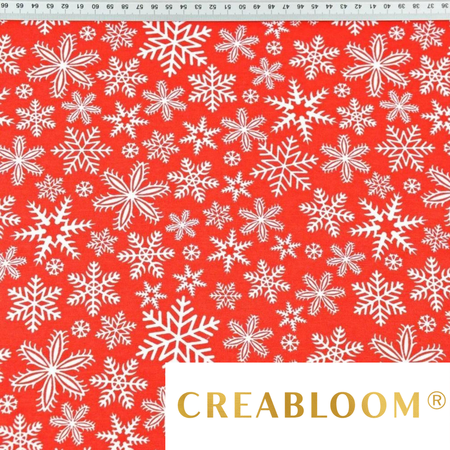 Tissu Coton Motif Flocons De Neige Rouge Et Blanc