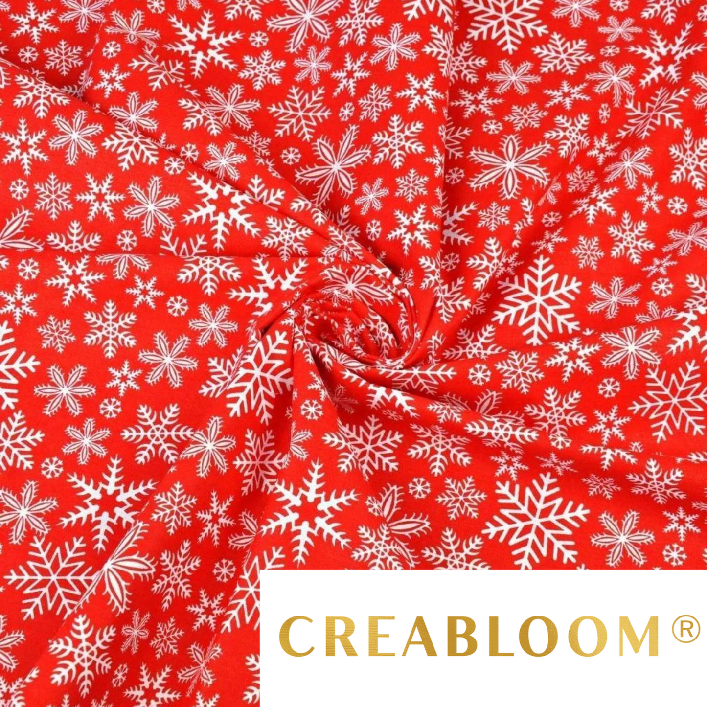 Tissu Coton Motif Flocons De Neige Rouge Et Blanc