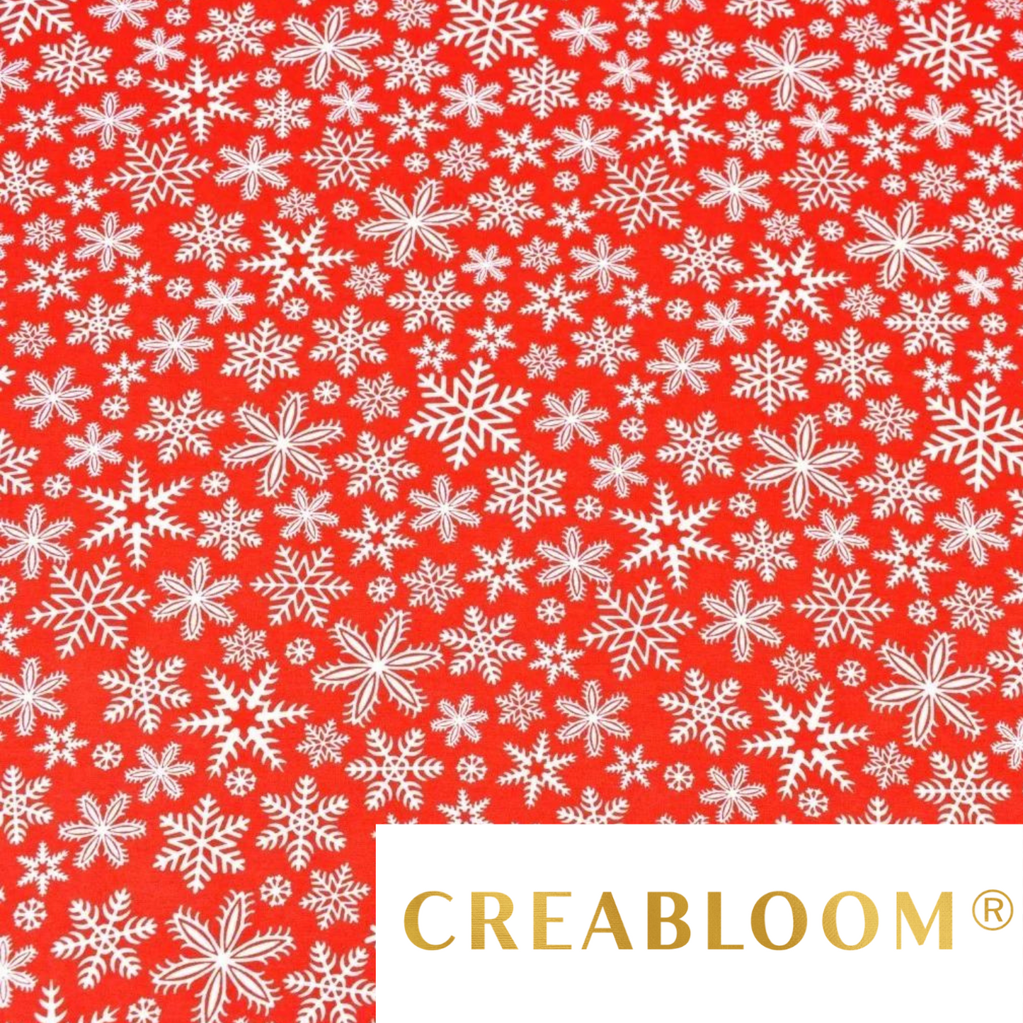 Tissu Coton Motif Flocons De Neige Rouge Et Blanc