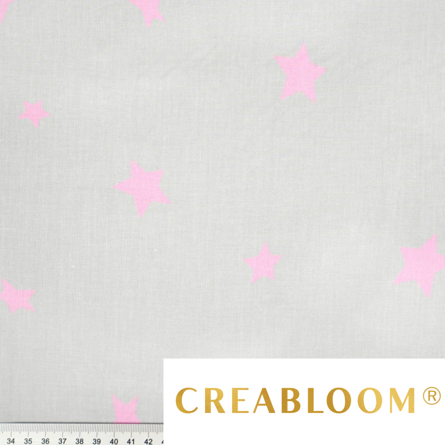 Tissu coton Motif étoiles rose fond gris