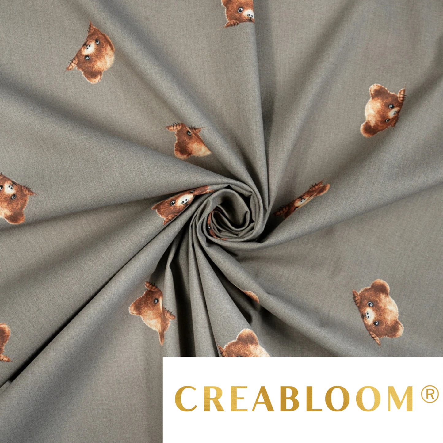 Tela de algodón con estampado de osito de peluche