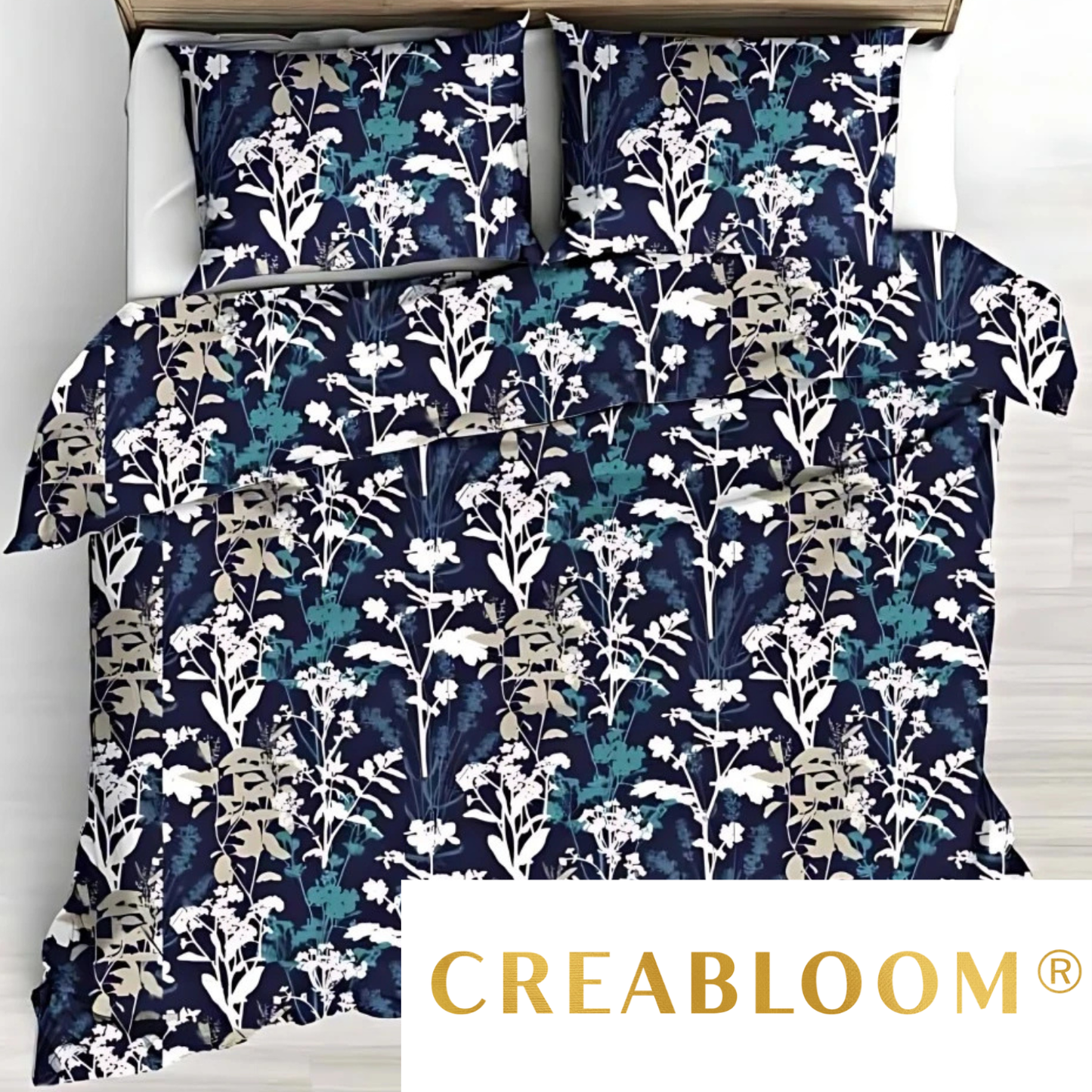 Tela de algodón estampada con flores grandes.