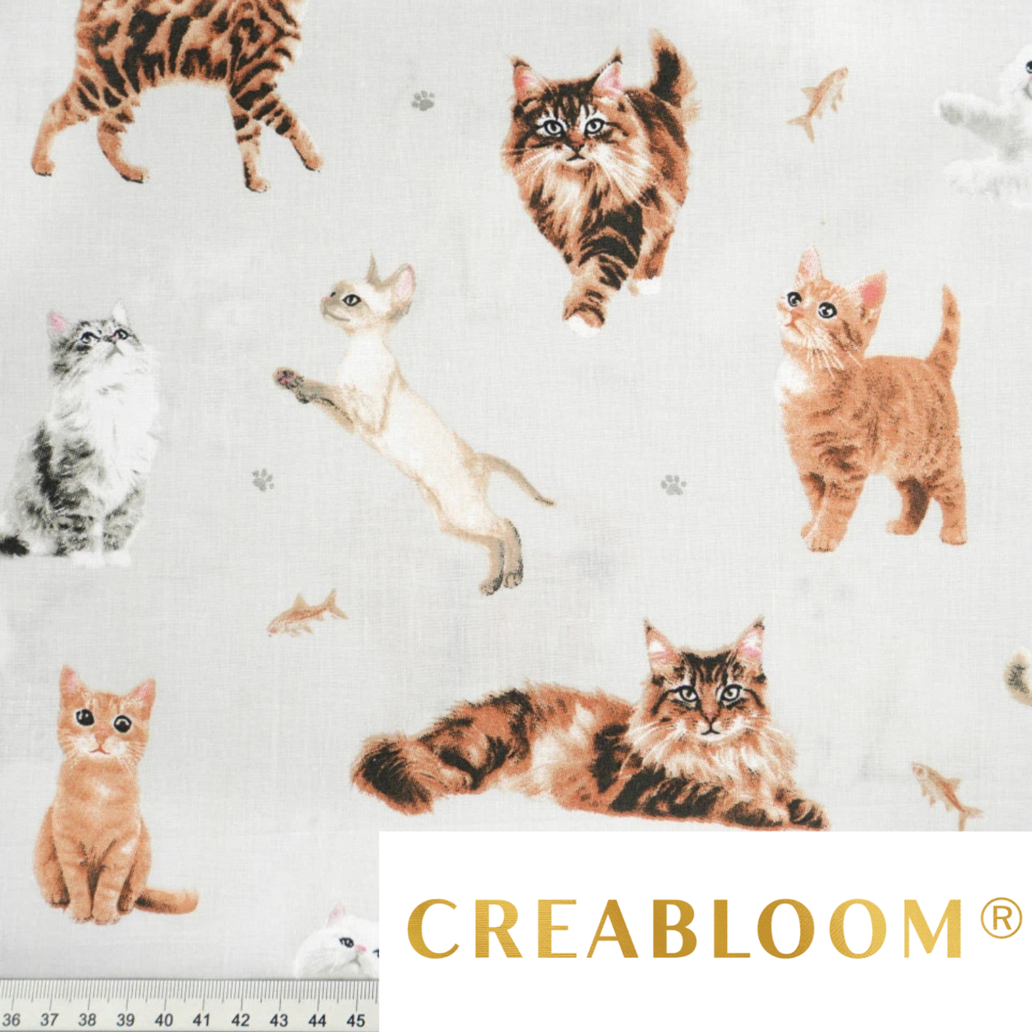 Tela de algodón con motivos de gatos