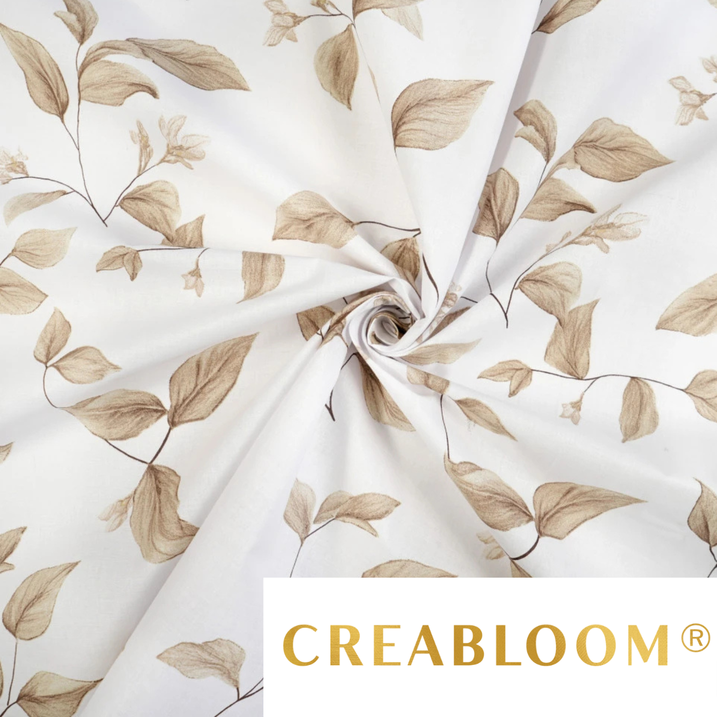 Tela de algodón estampada con flores grandes.